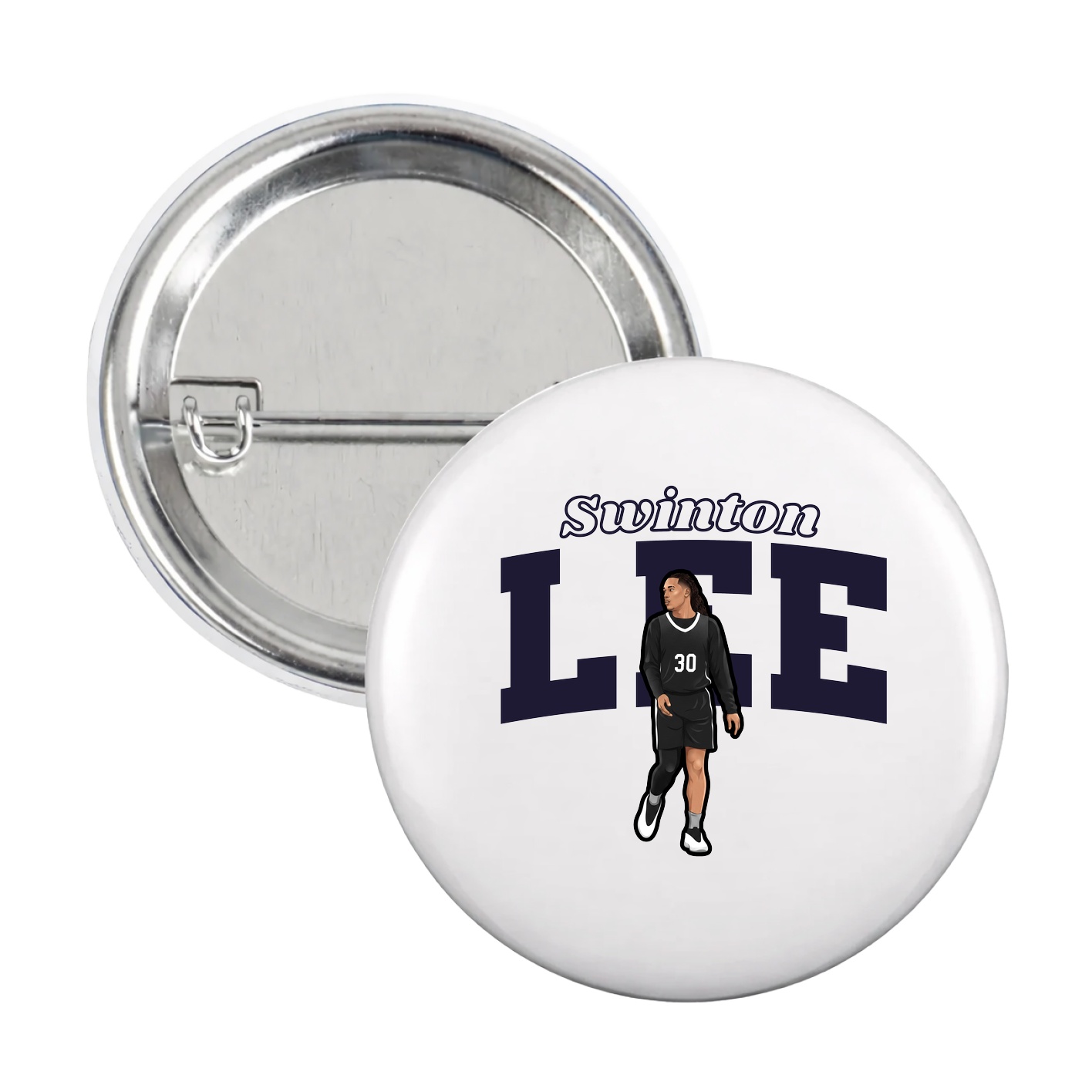 Game Day Button — Name Arch in White