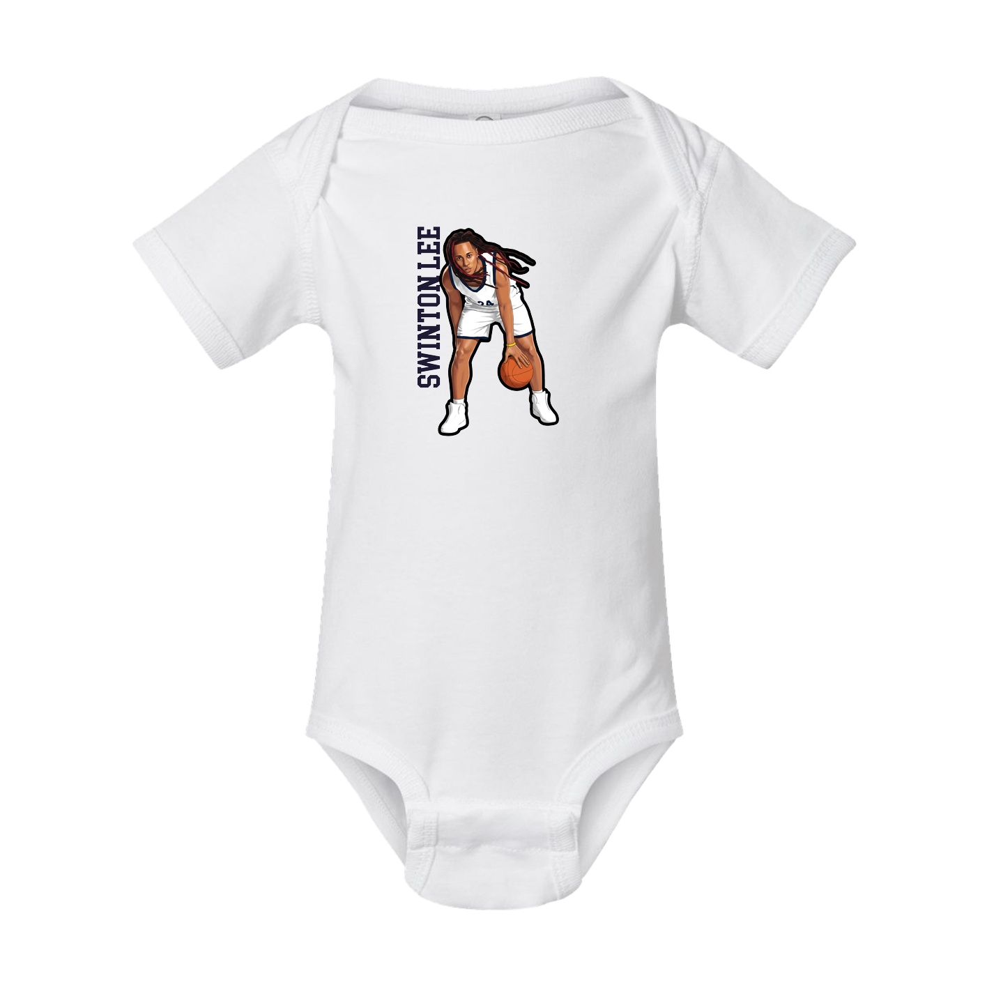 Baby Onesie — Name Vertical in White