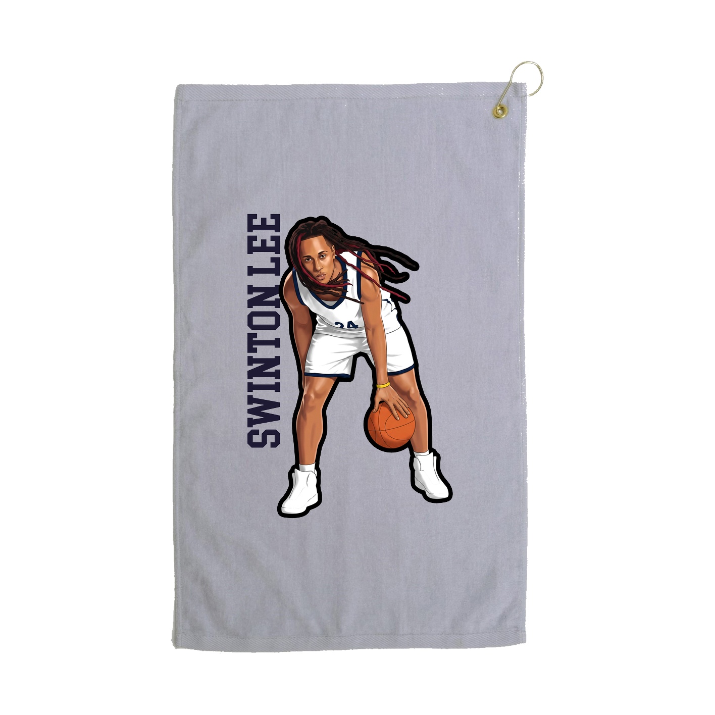 Golf Towel — Name Vertical in Grey