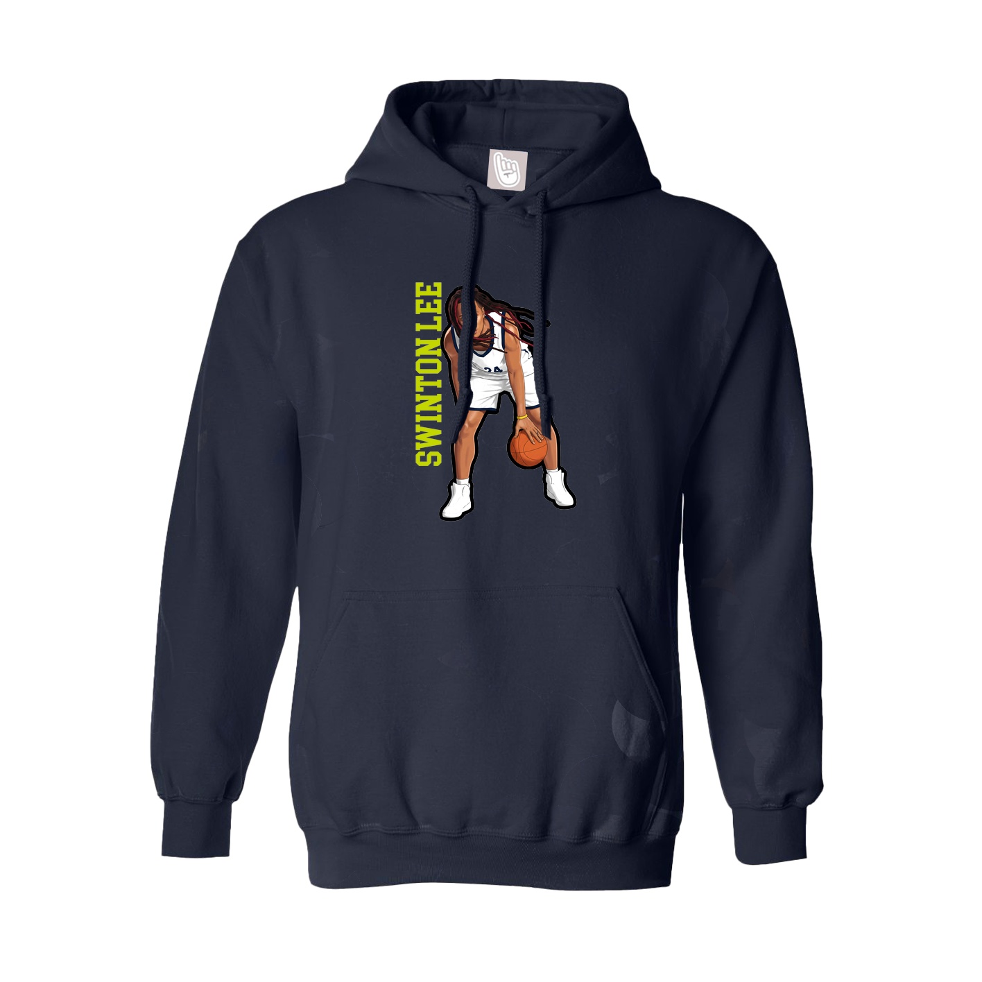 Hoodie — Name Vertical in Navy