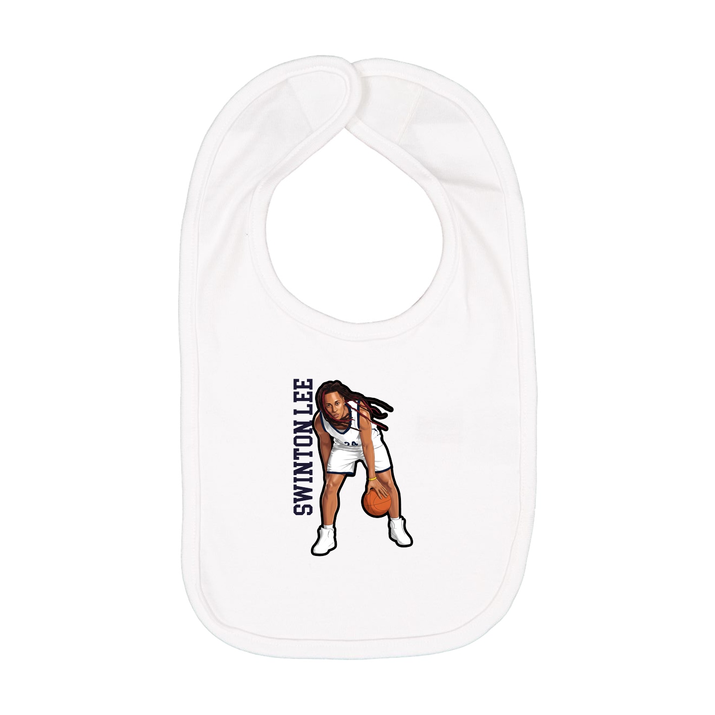 Infant Bib — Name Vertical in White