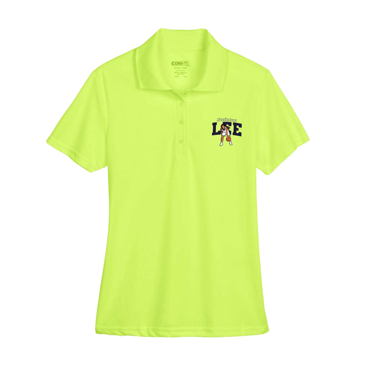 Womens Performance Polo — Name Arch in Yellow