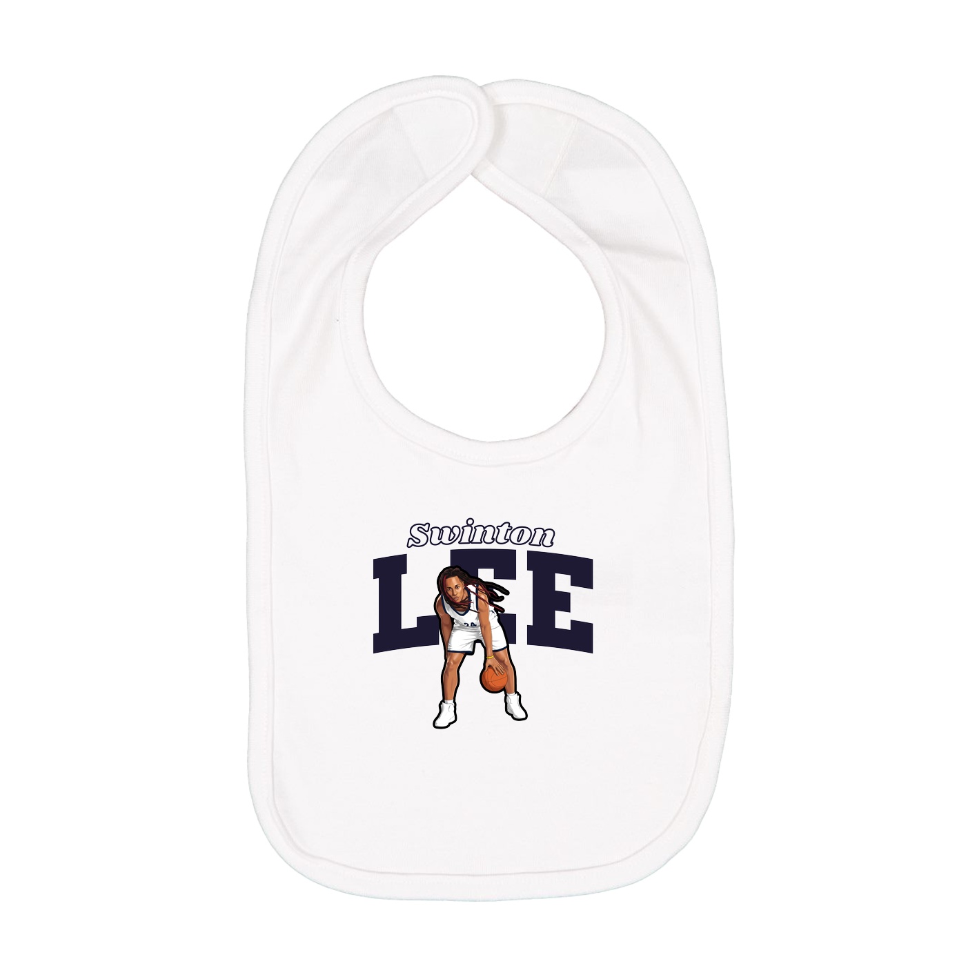 Infant Bib — Name Arch in White