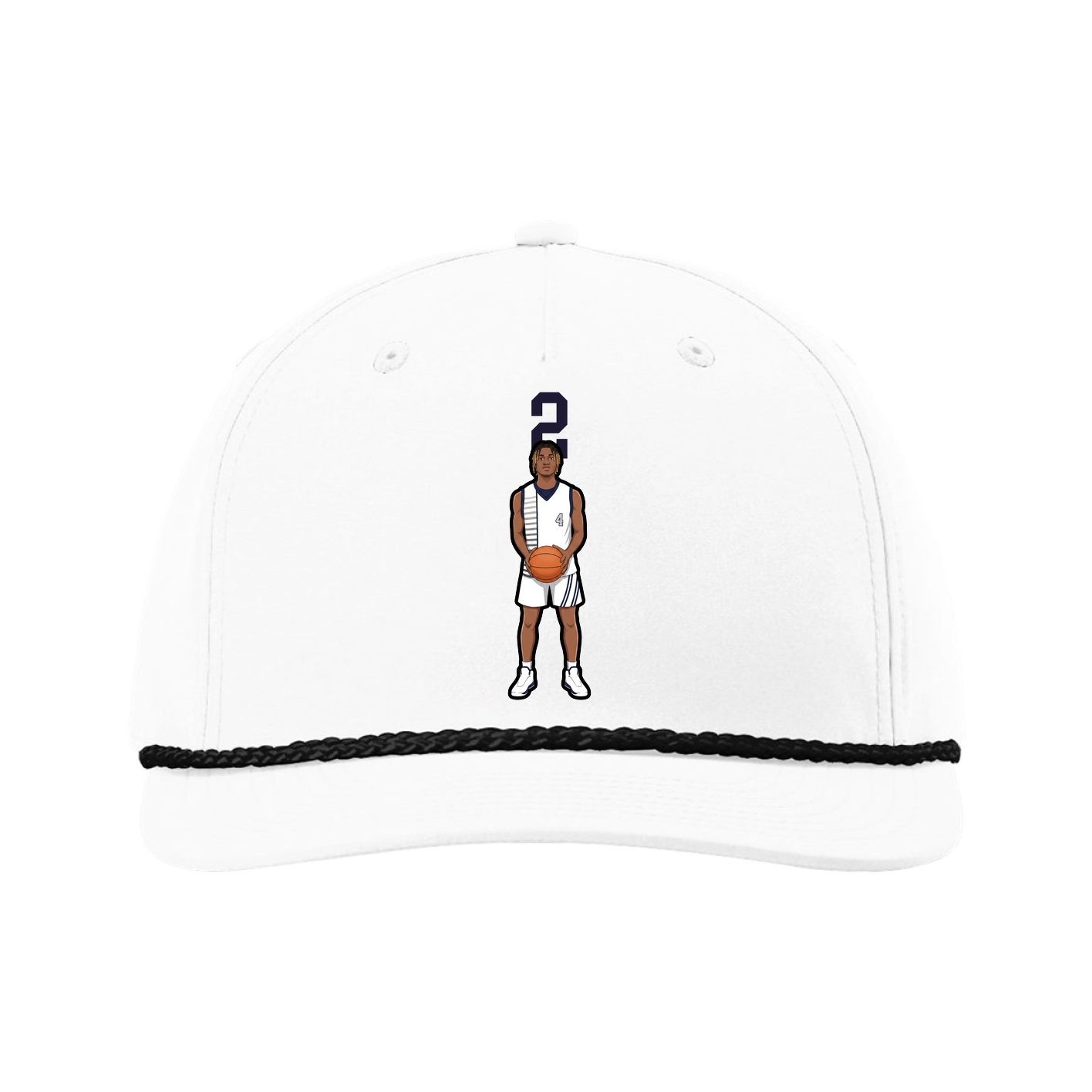 Five-Panel Classic Rope Cap — Number Top in White