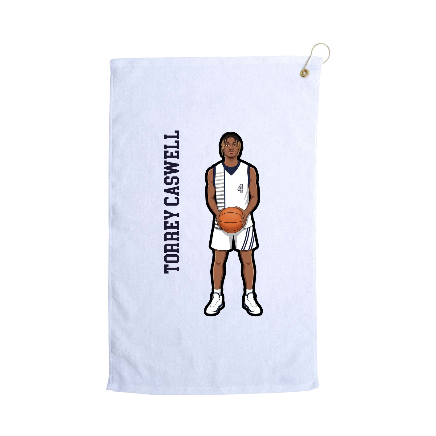 Golf Towel — Name Vertical in White