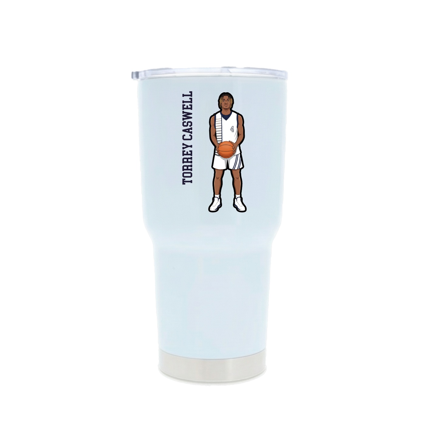 30oz Stainless Steel Tumbler — Name Vertical in White
