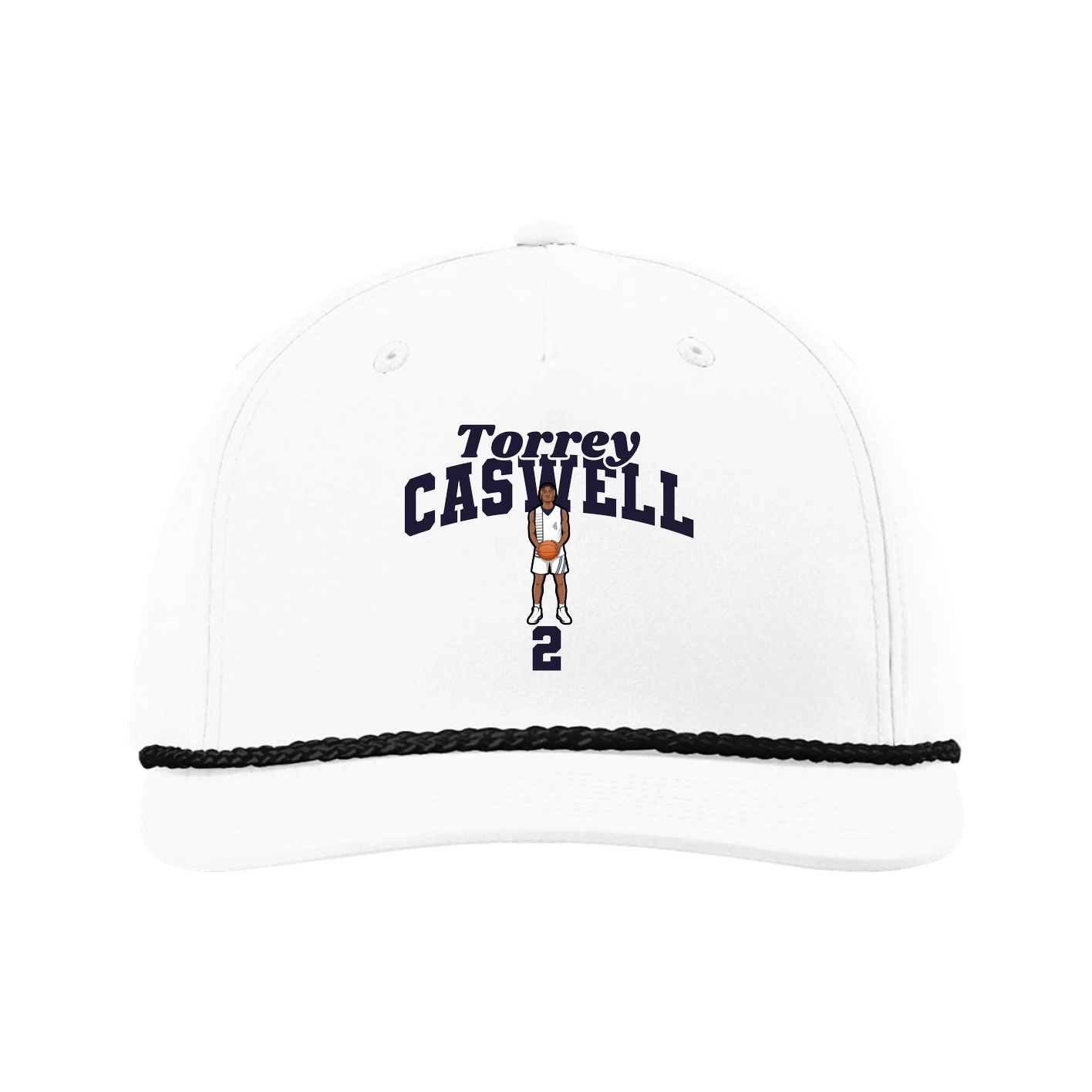 Five-Panel Classic Rope Cap — Signature Arch in White
