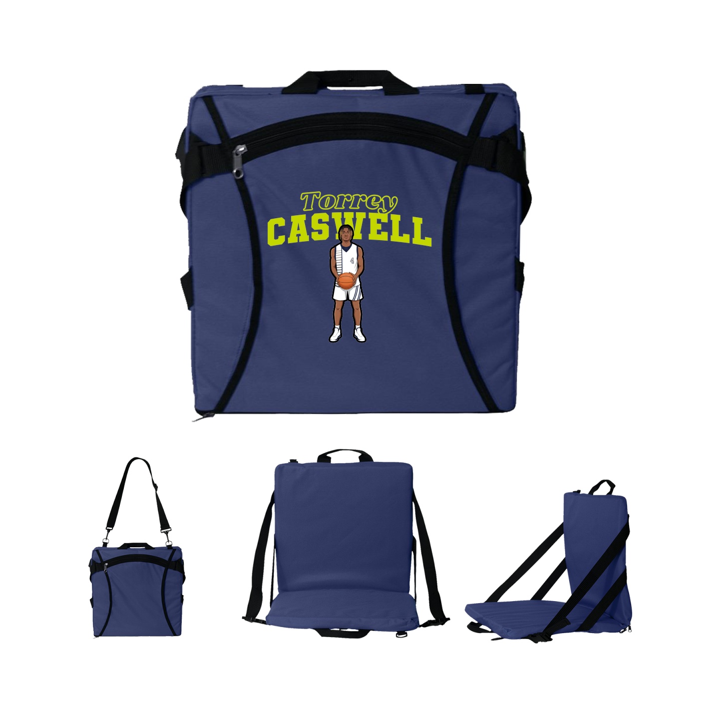 Folding Stadium Seat — Name Arch in Navy