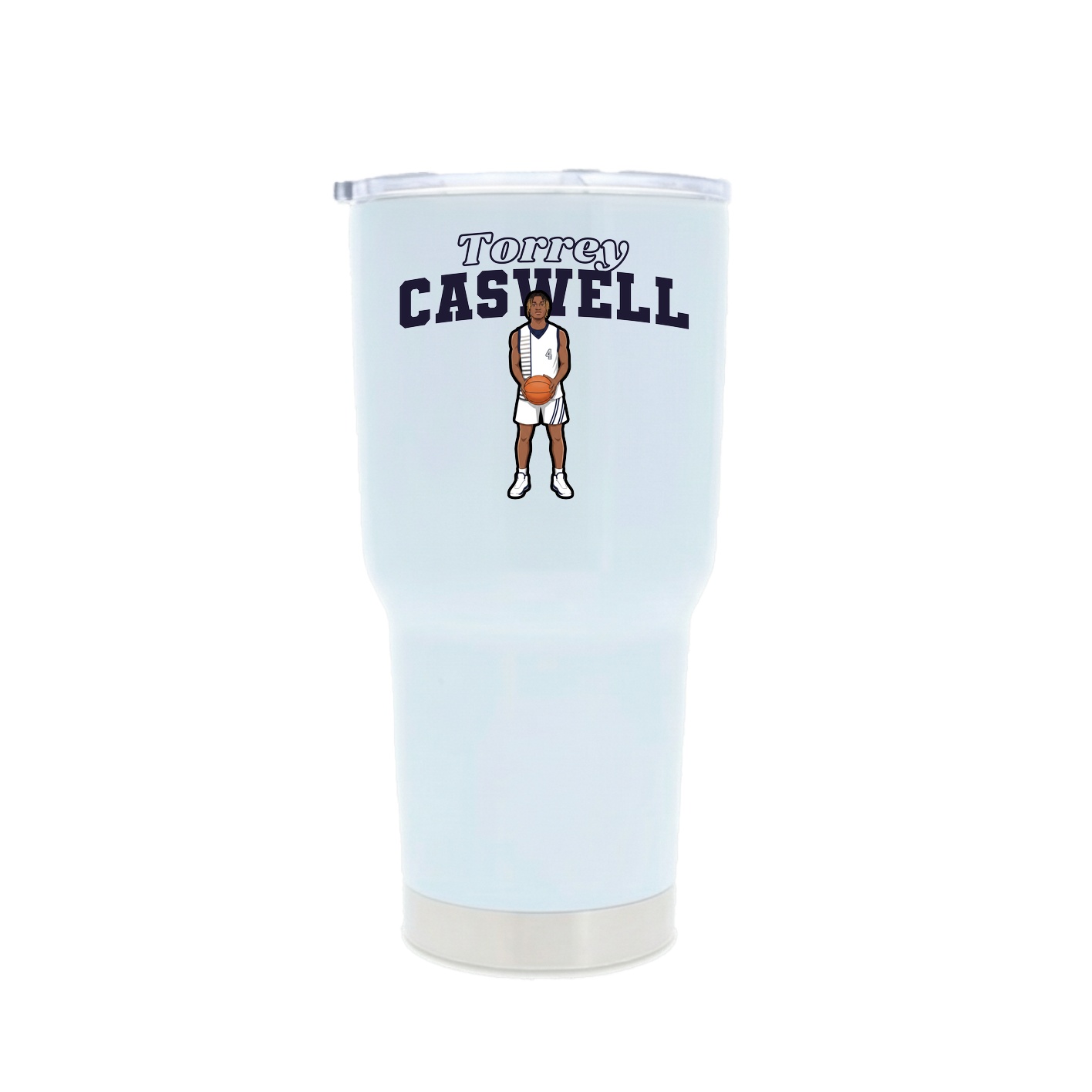 30oz Stainless Steel Tumbler — Name Arch in White