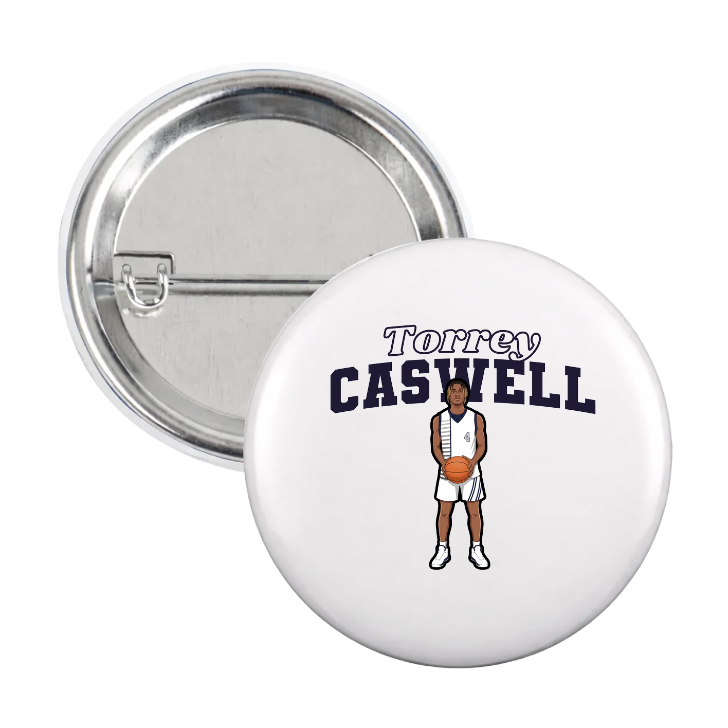 Game Day Button — Name Arch in White