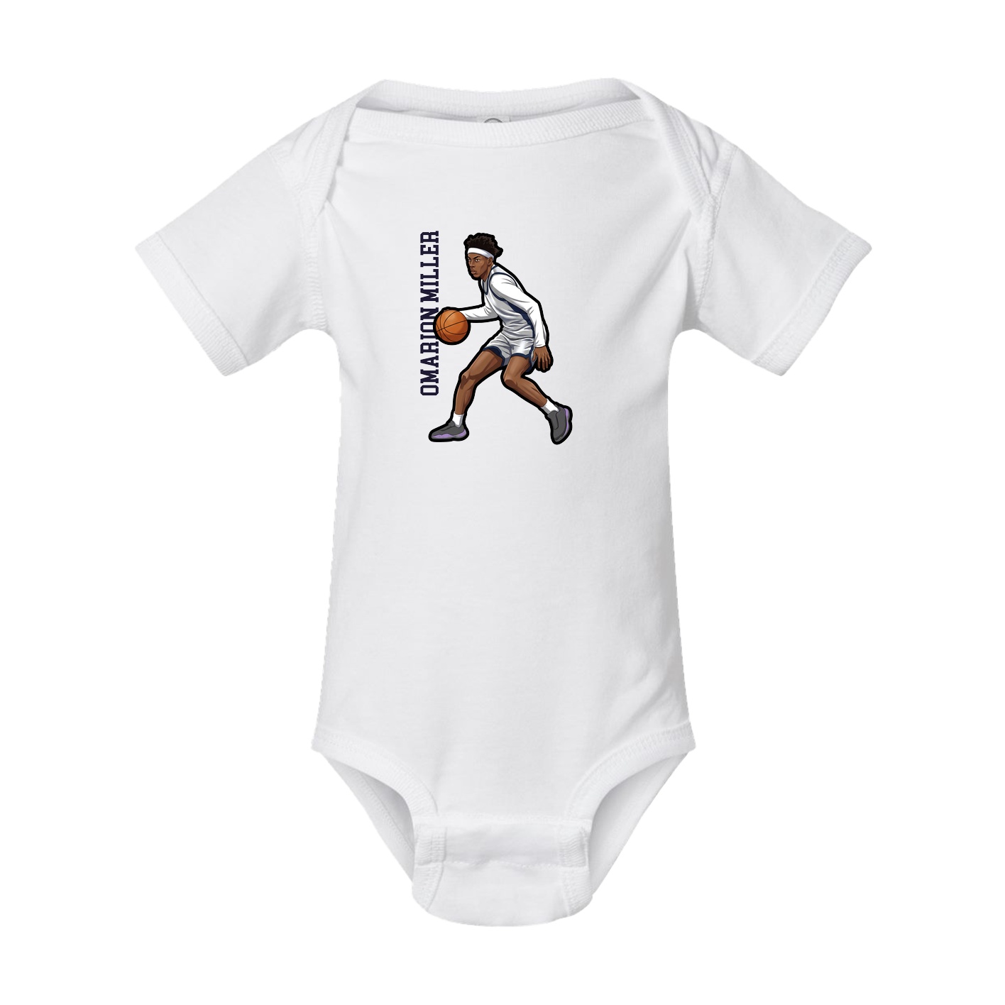 Baby Onesie — Name Vertical in White