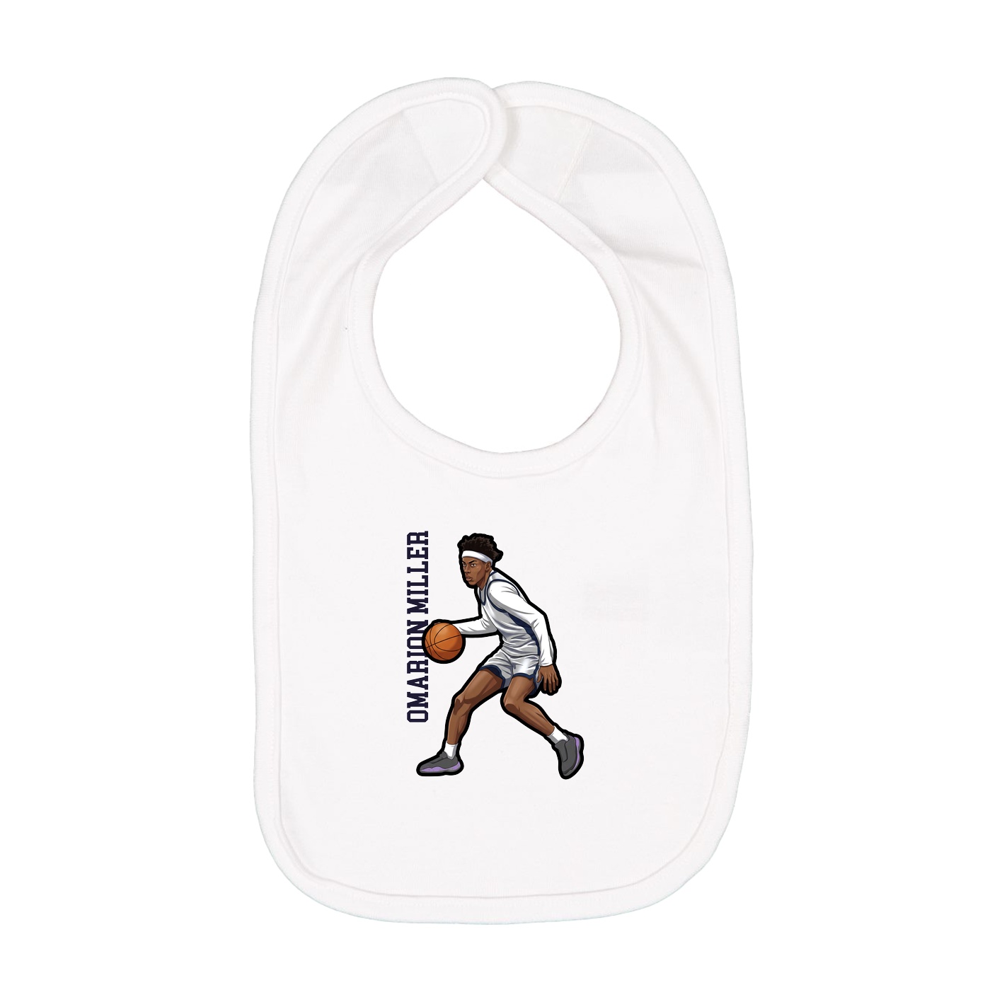 Infant Bib — Name Vertical in White
