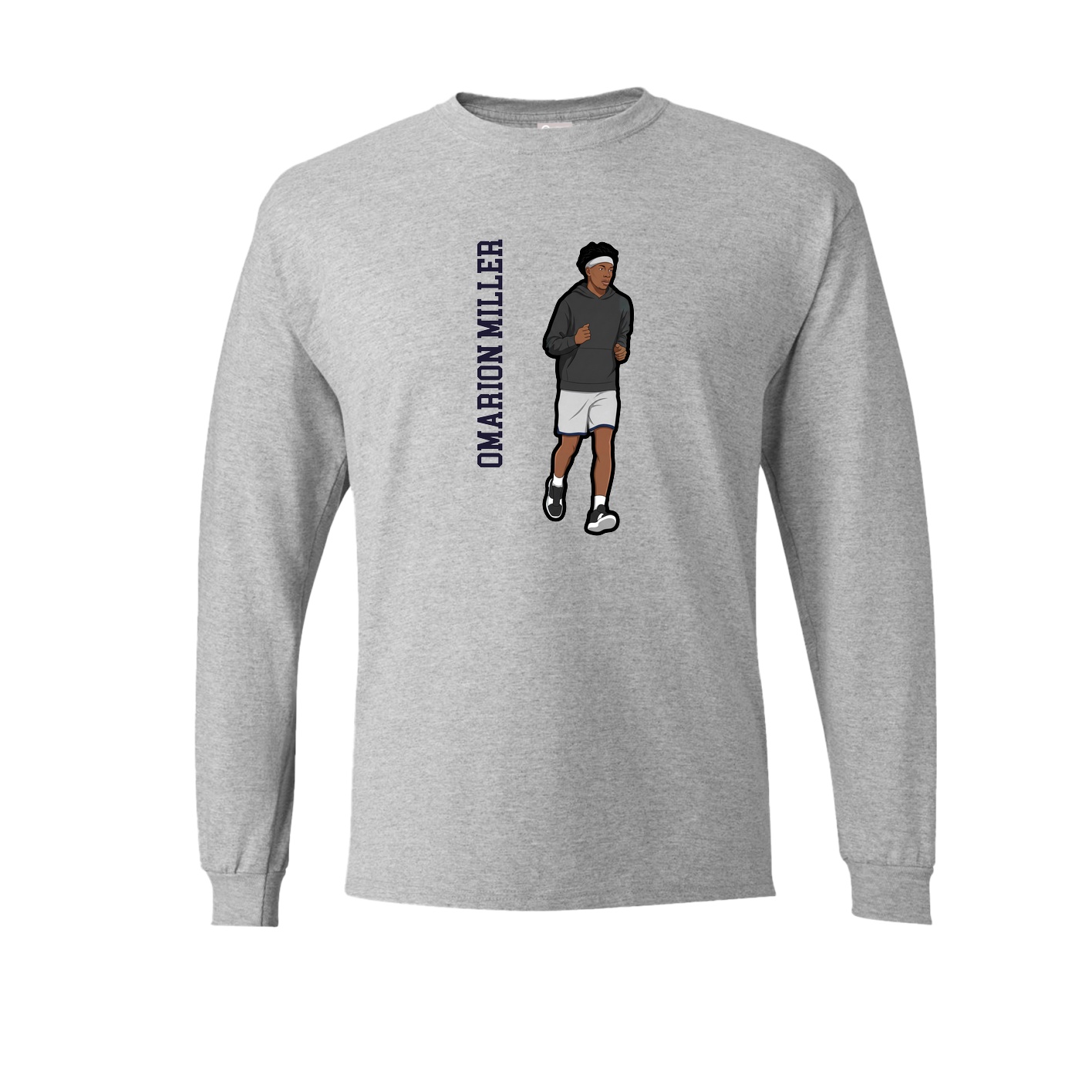 Long Sleeve Tee — Name Vertical in Grey