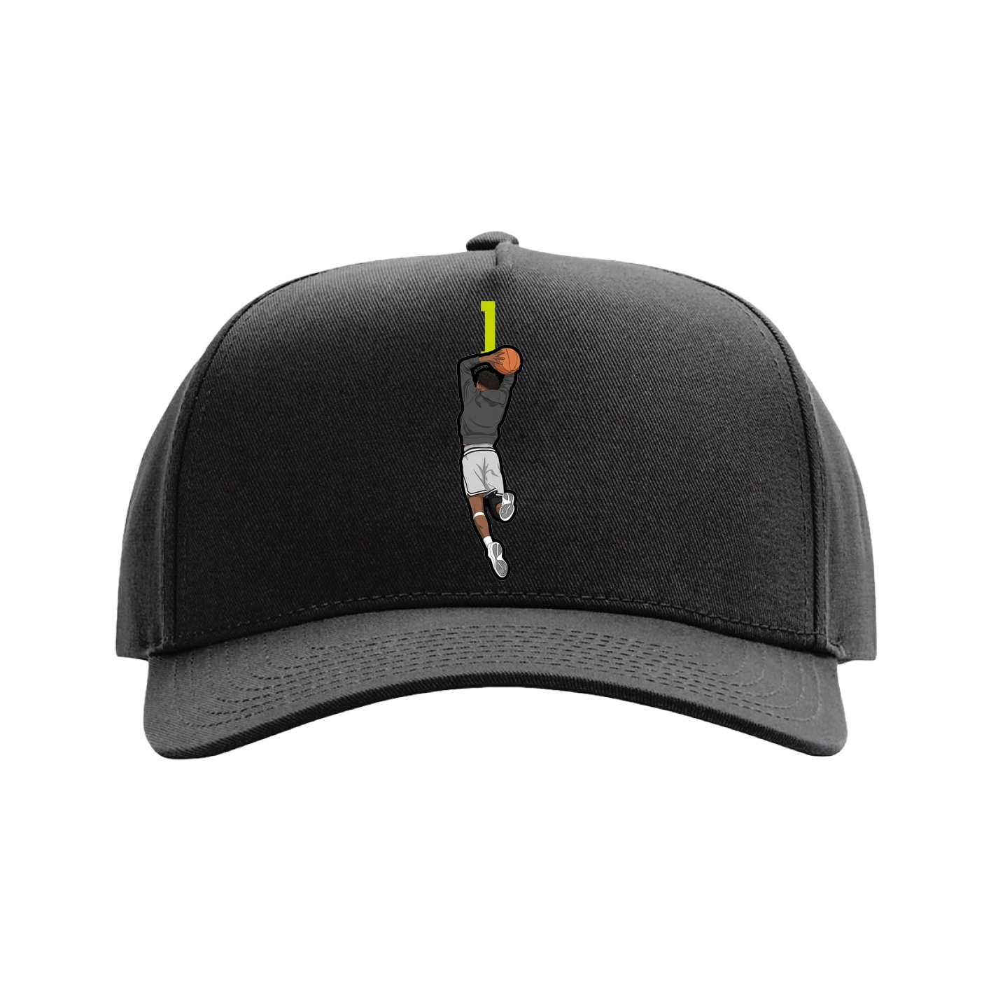 Full Fabric Five-Panel Champ Cap — Number Top in Black