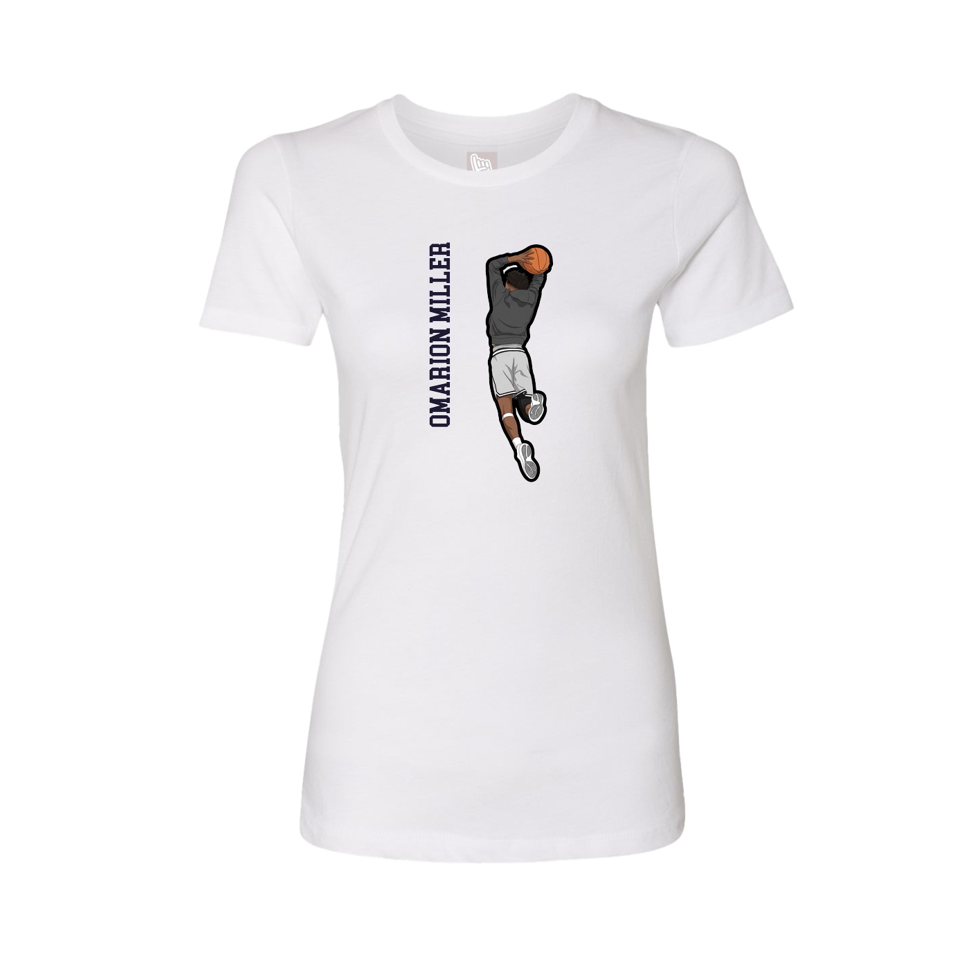 Fitted Women's Tee — Name Vertical in White