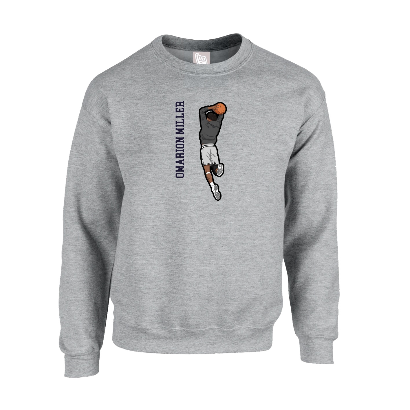 Fleece Crew — Name Vertical in Grey