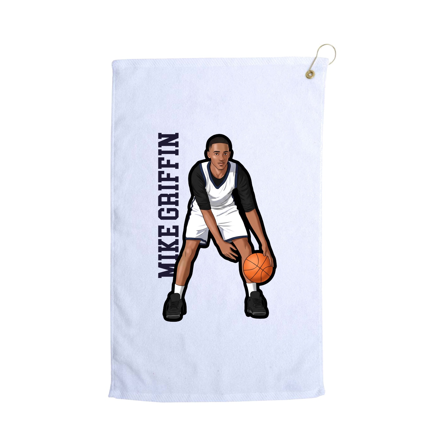Golf Towel — Name Vertical in White