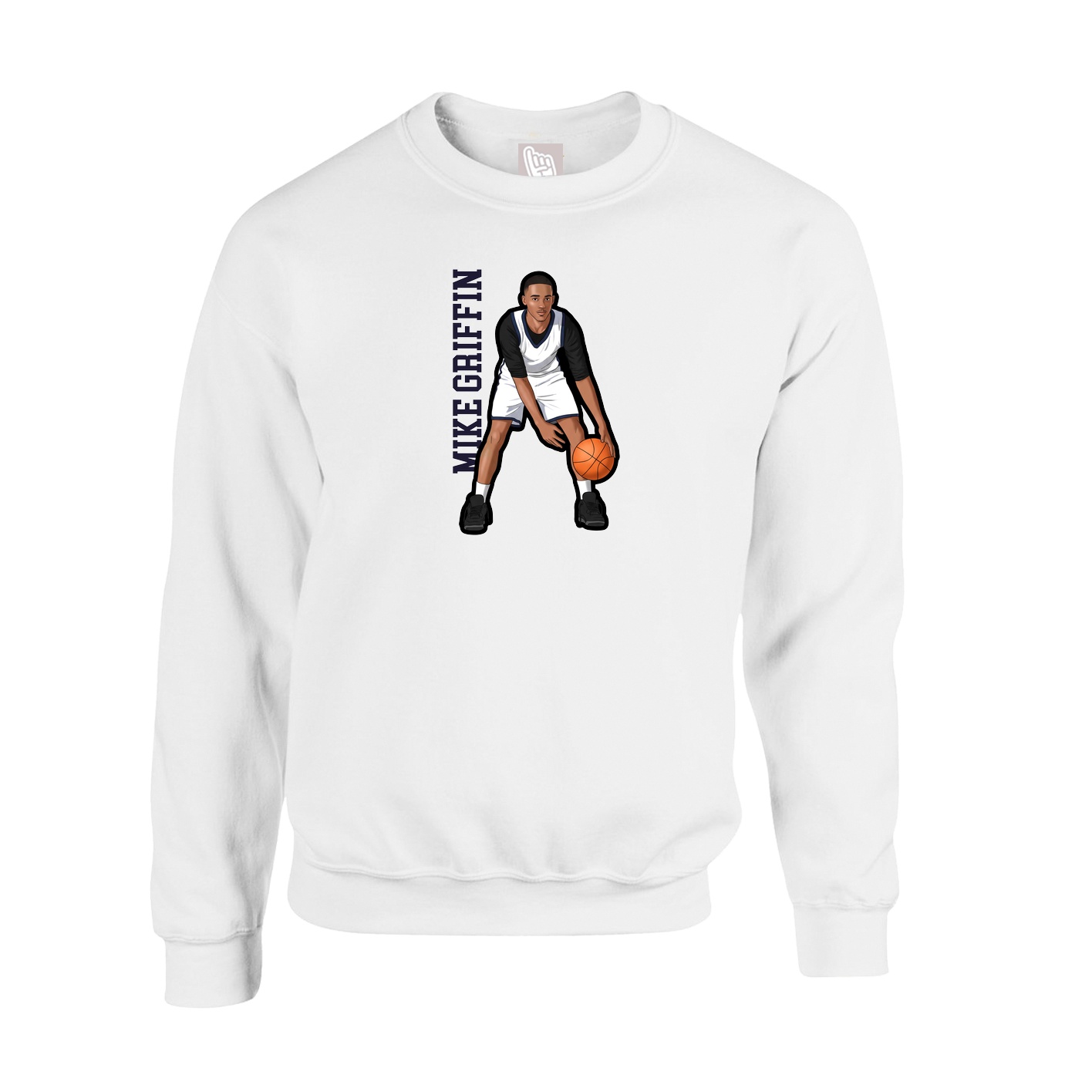 Fleece Crew — Name Vertical in White
