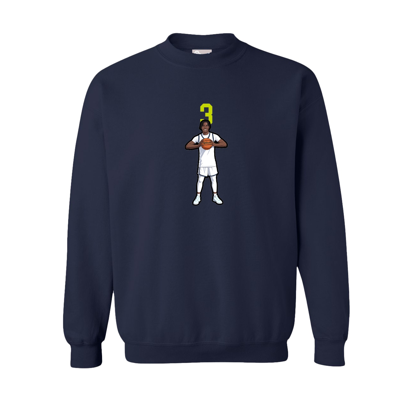 Fleece Crew — Number Top in Navy