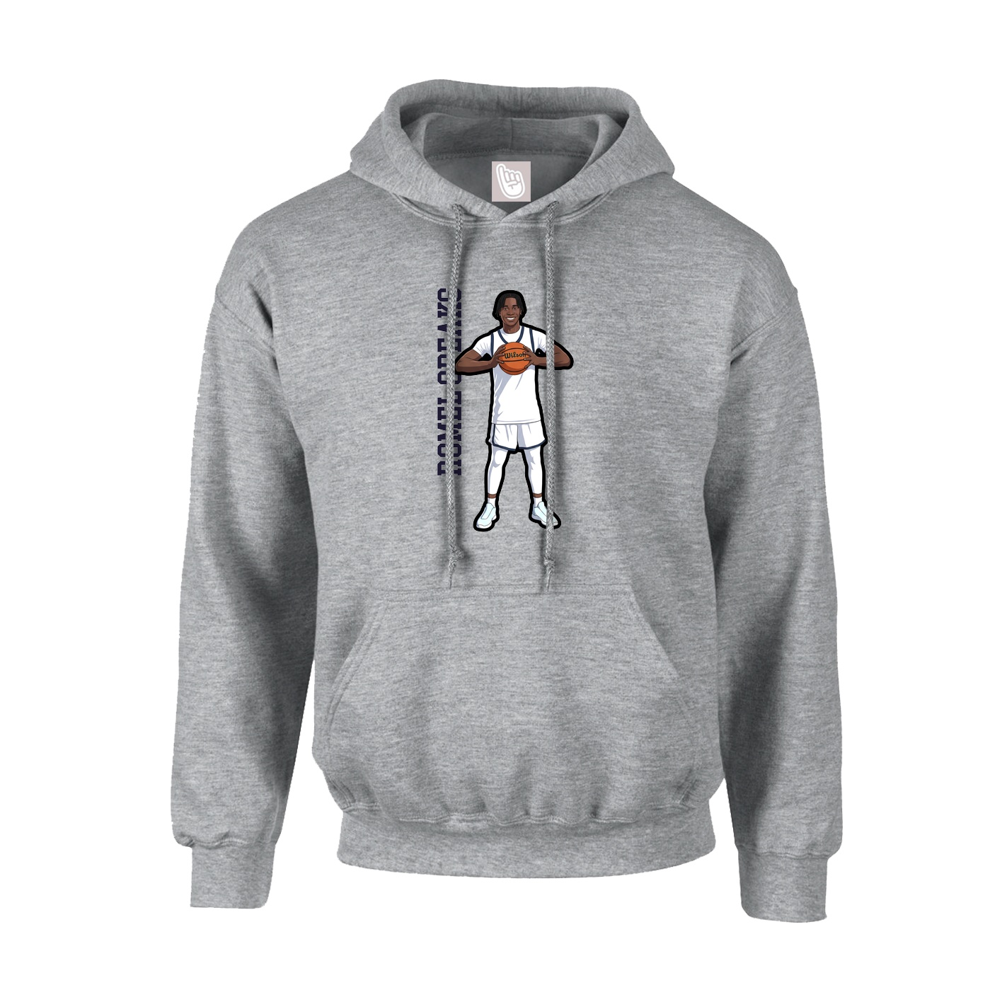 Youth Hoodie — Name Vertical in Grey