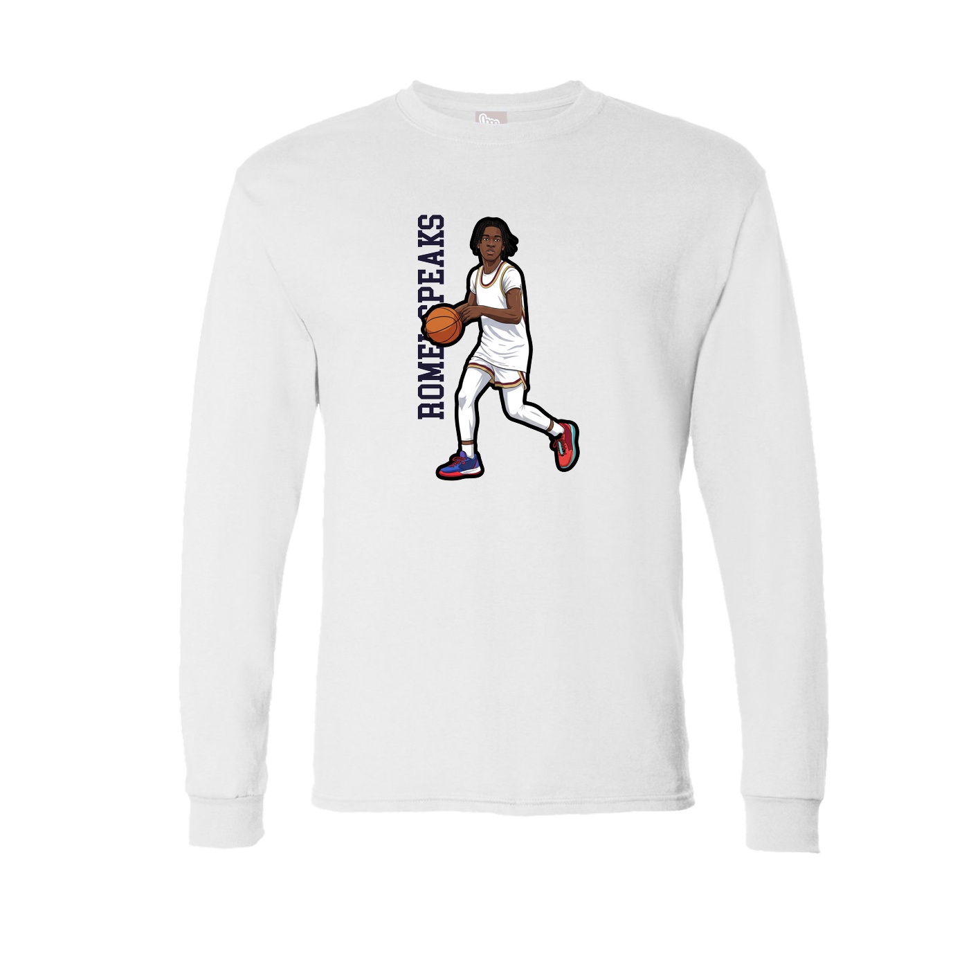 Long Sleeve Tee — Name Vertical in White