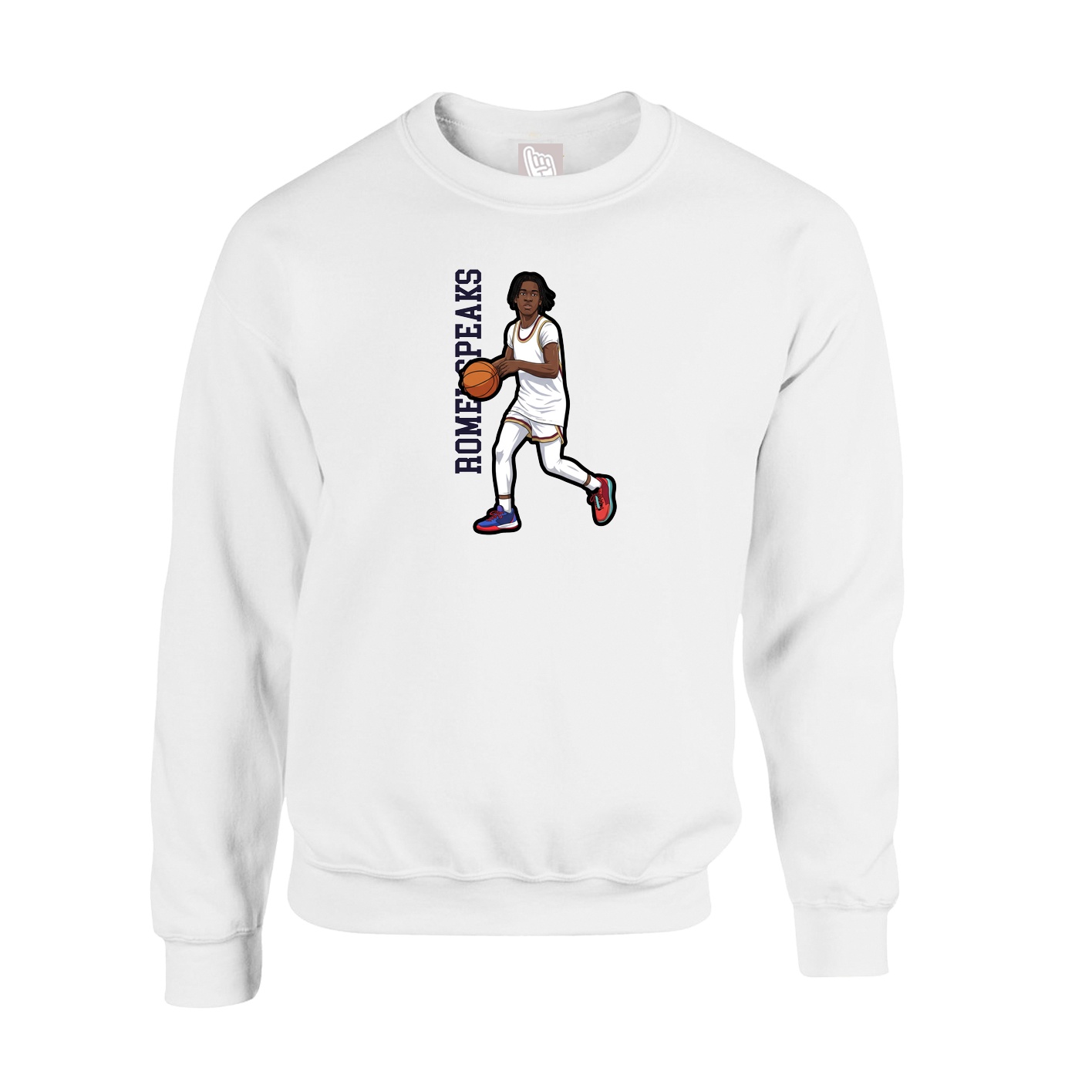 Fleece Crew — Name Vertical in White