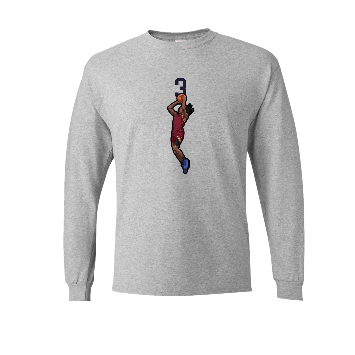Long Sleeve Tee — Number Top in Grey