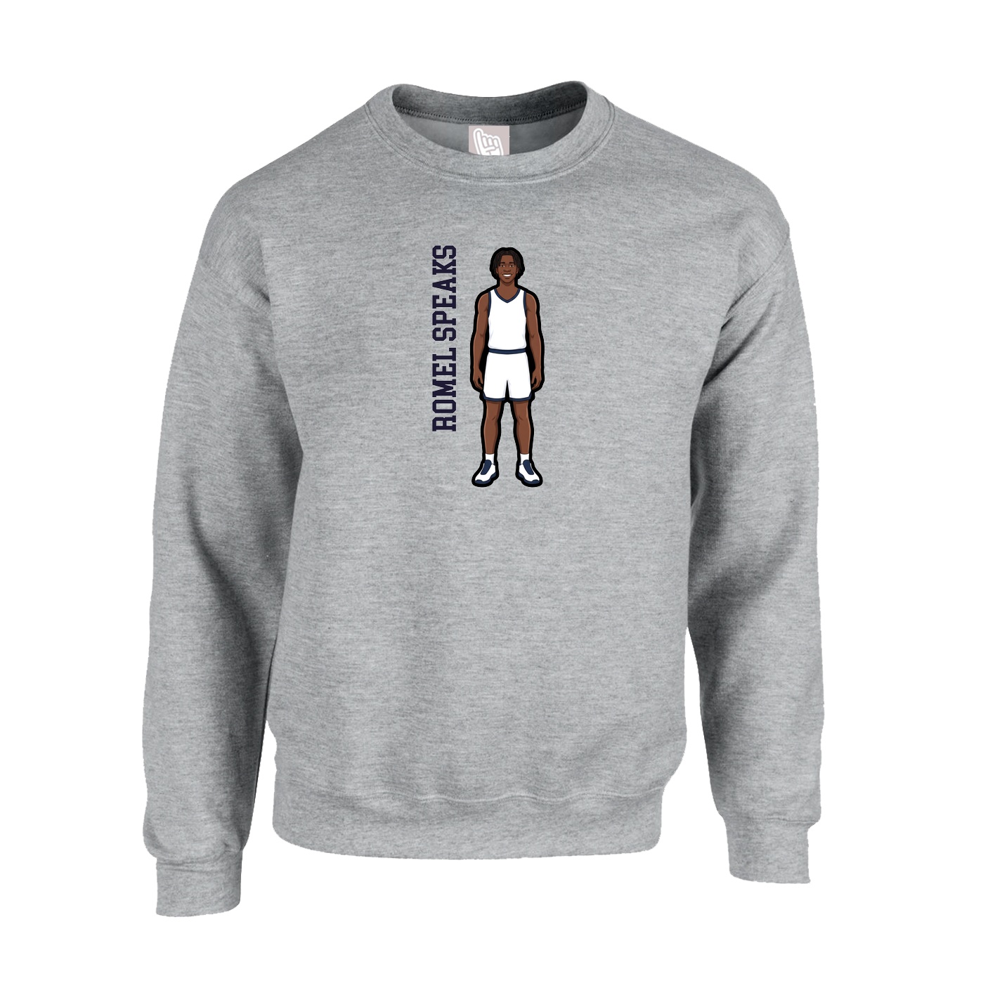 Fleece Crew — Name Vertical in Grey