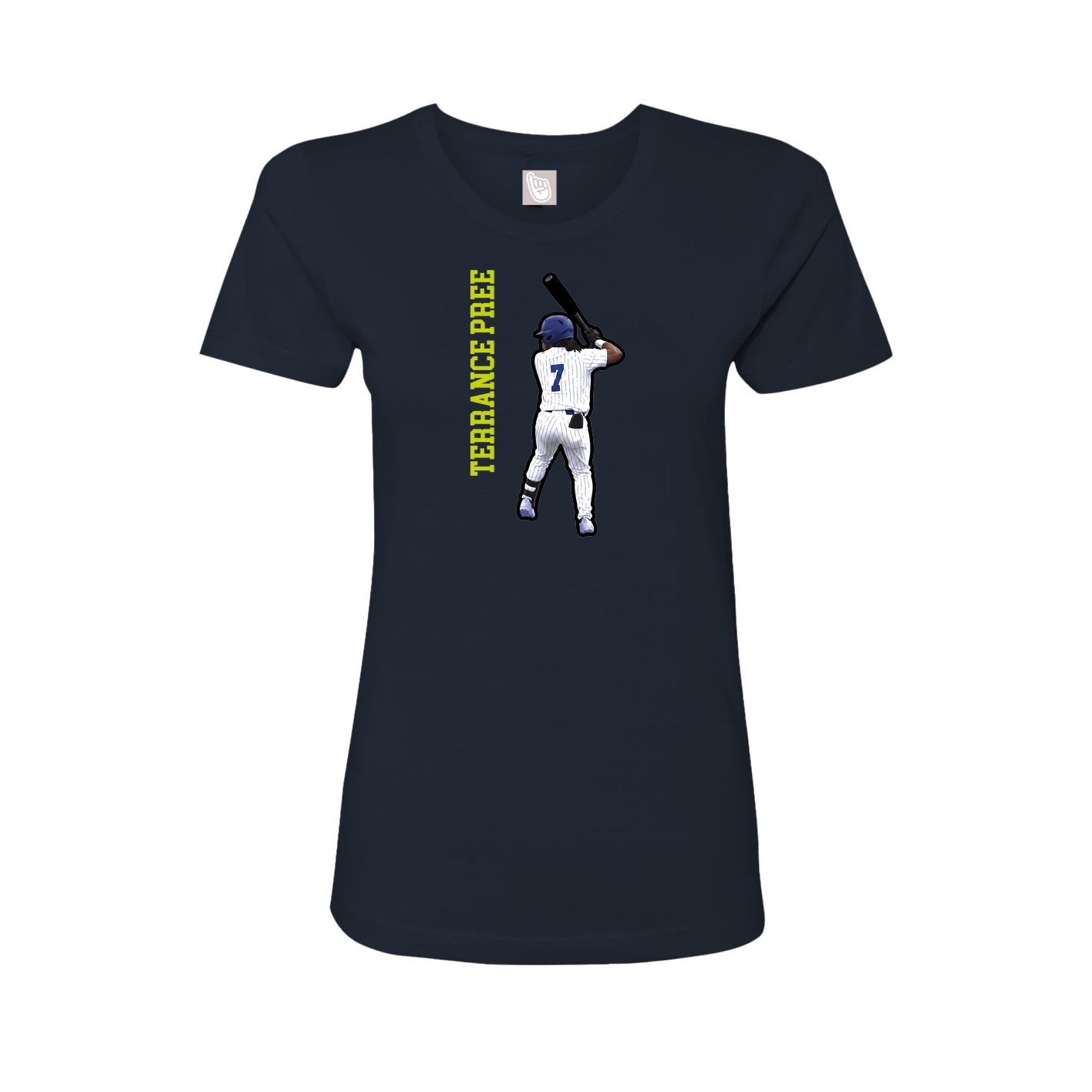 Fitted Women's Tee — Name Vertical in Navy