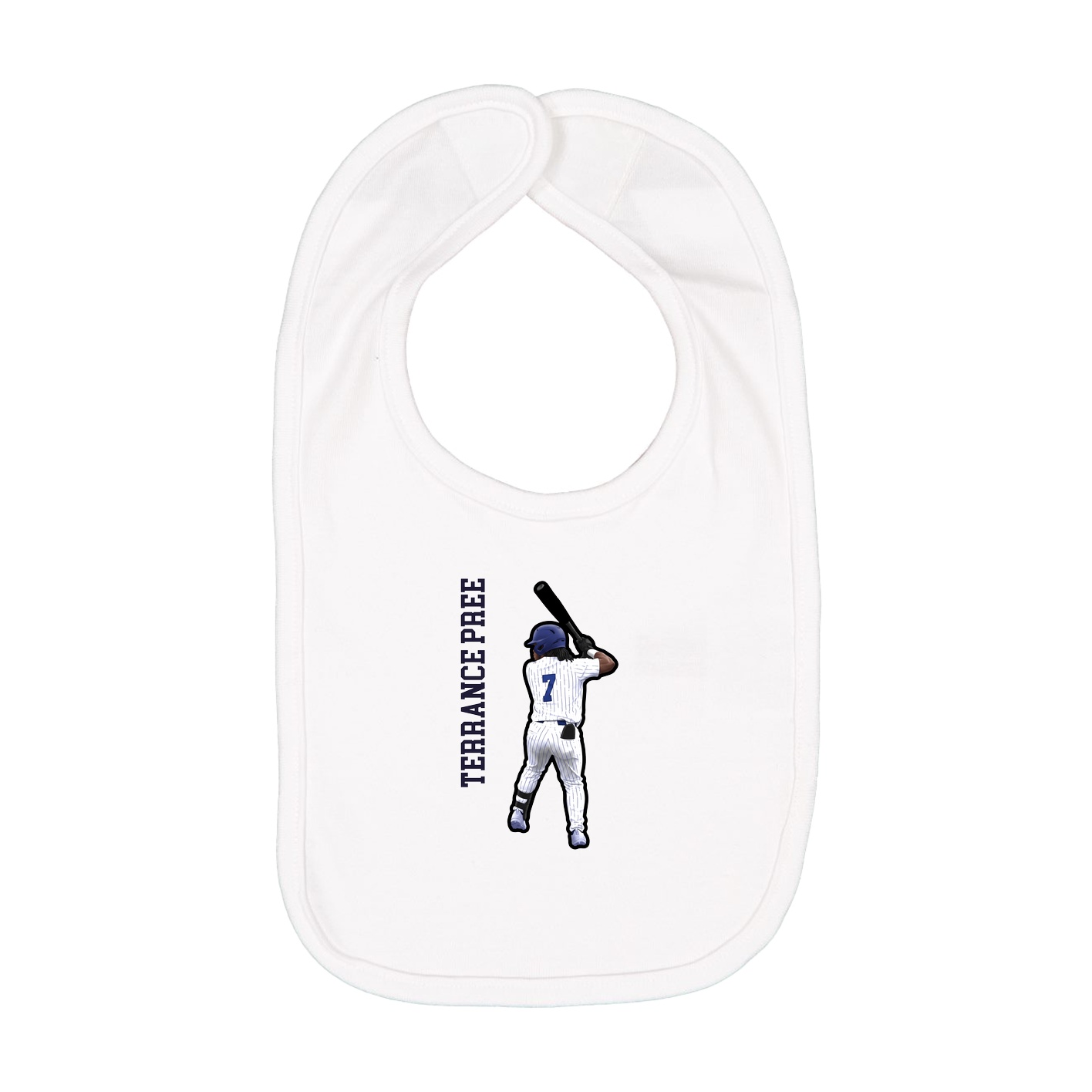 Infant Bib — Name Vertical in White