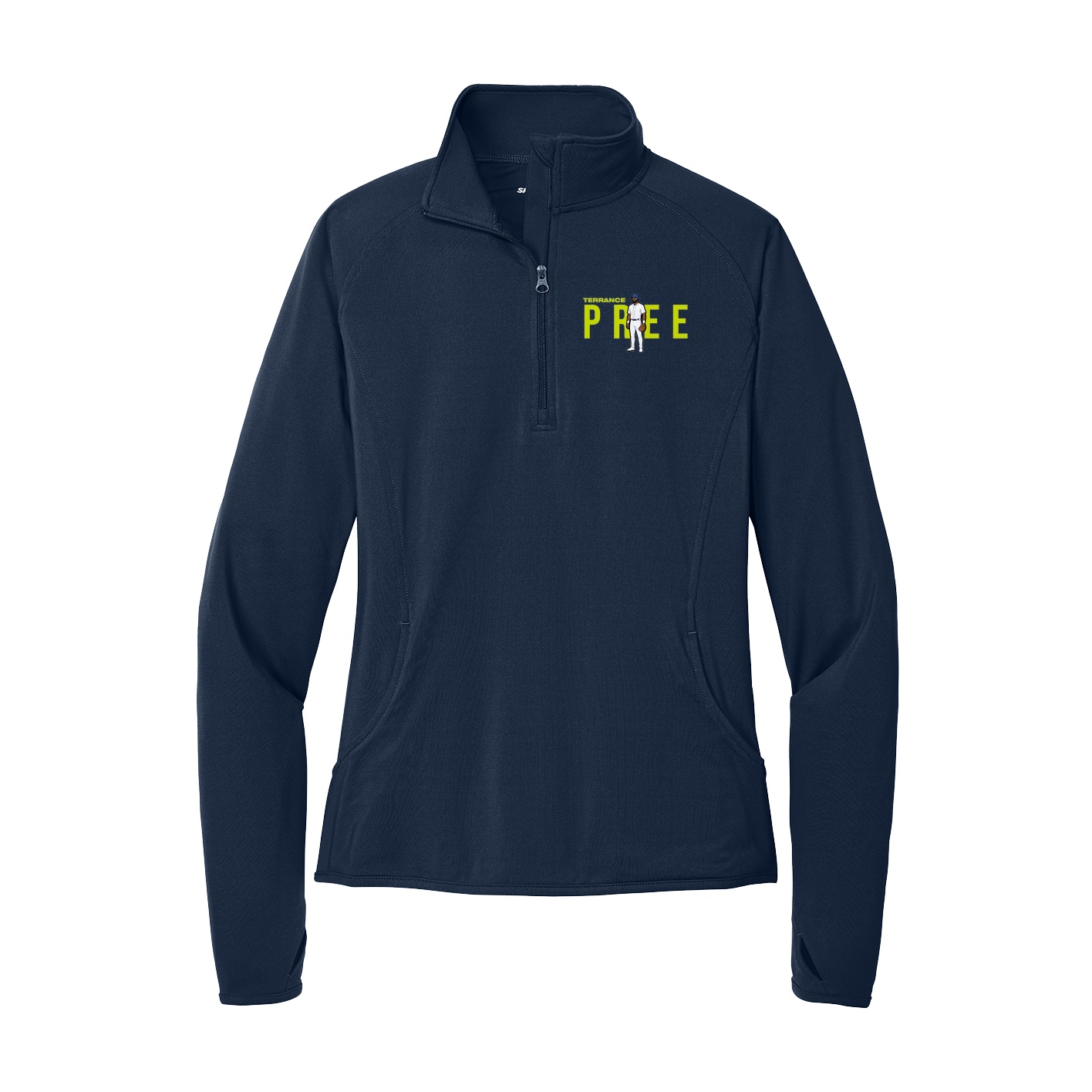 Women's Q-Zip Pullover — Player Name in Navy