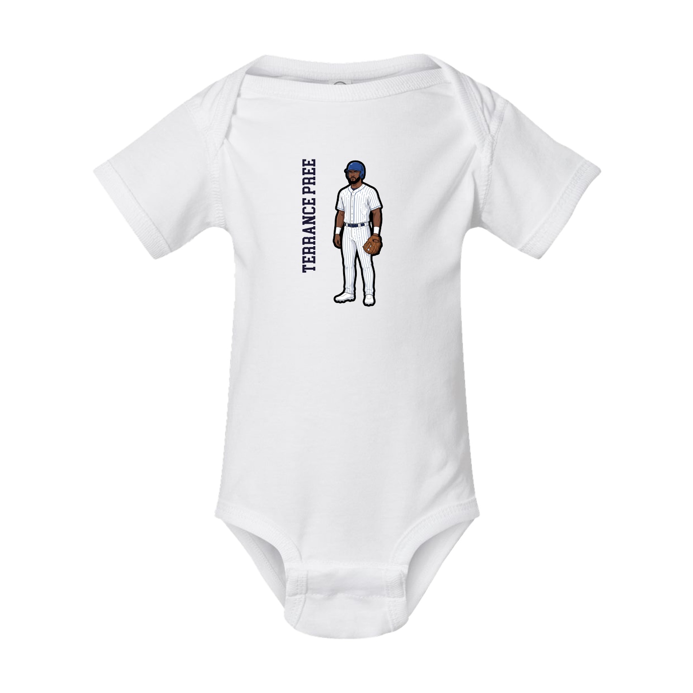 Baby Onesie — Name Vertical in White
