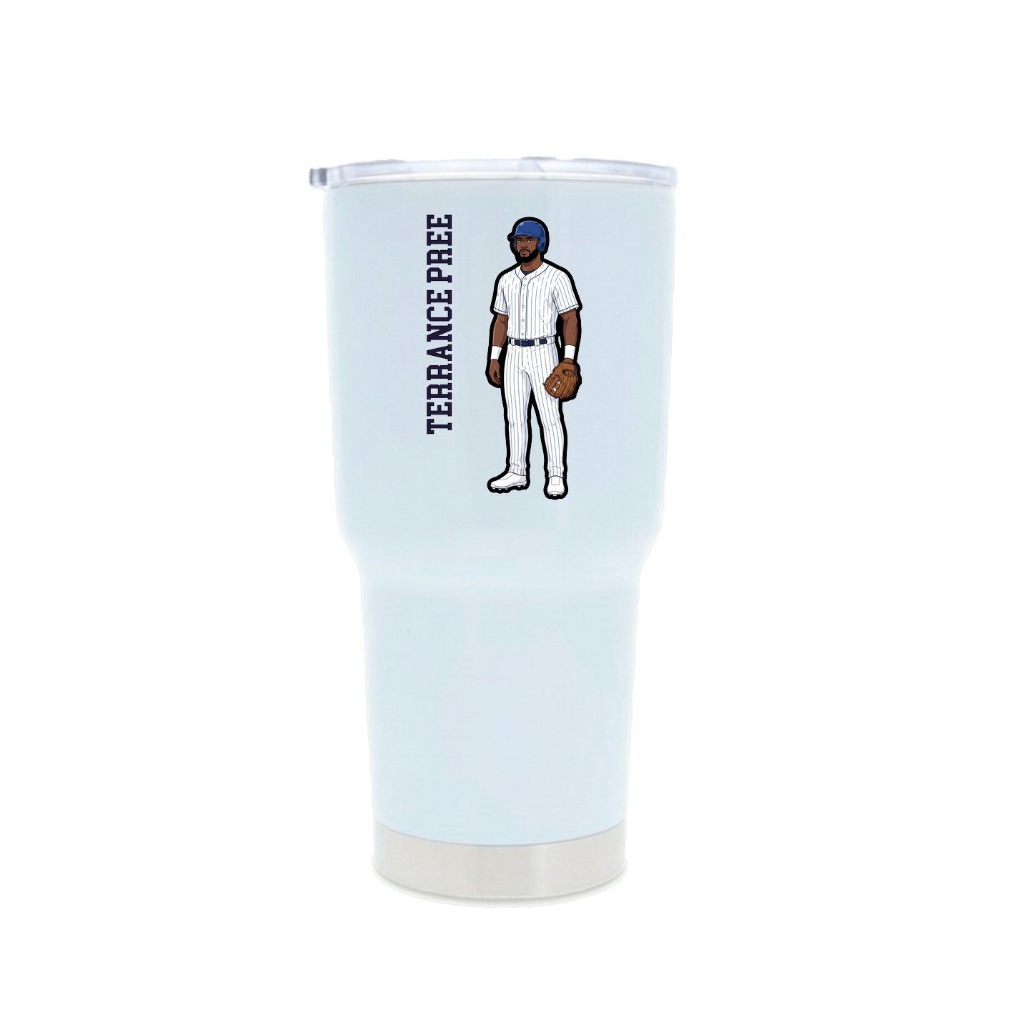 30oz Stainless Steel Tumbler — Name Vertical in White