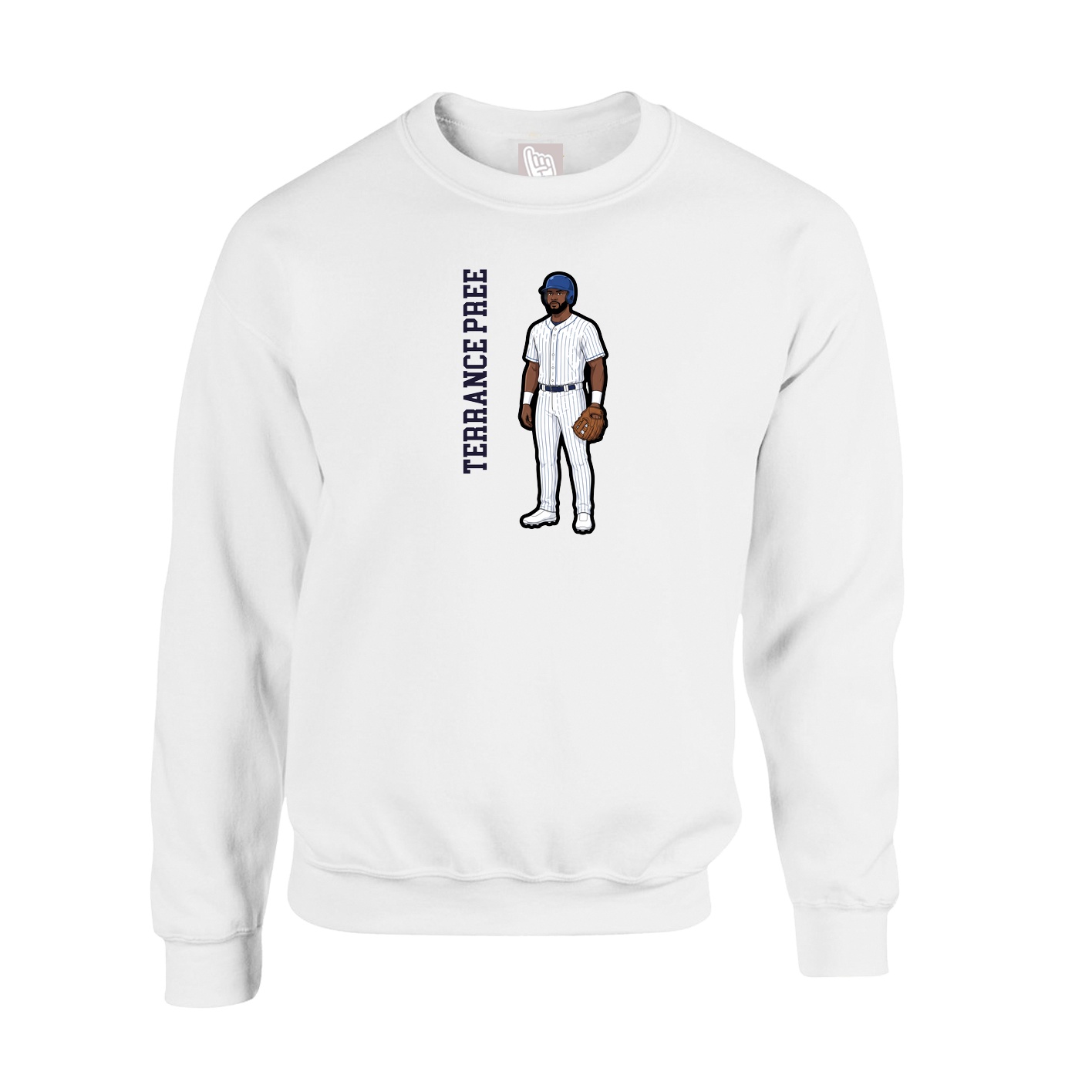 Fleece Crew — Name Vertical in White