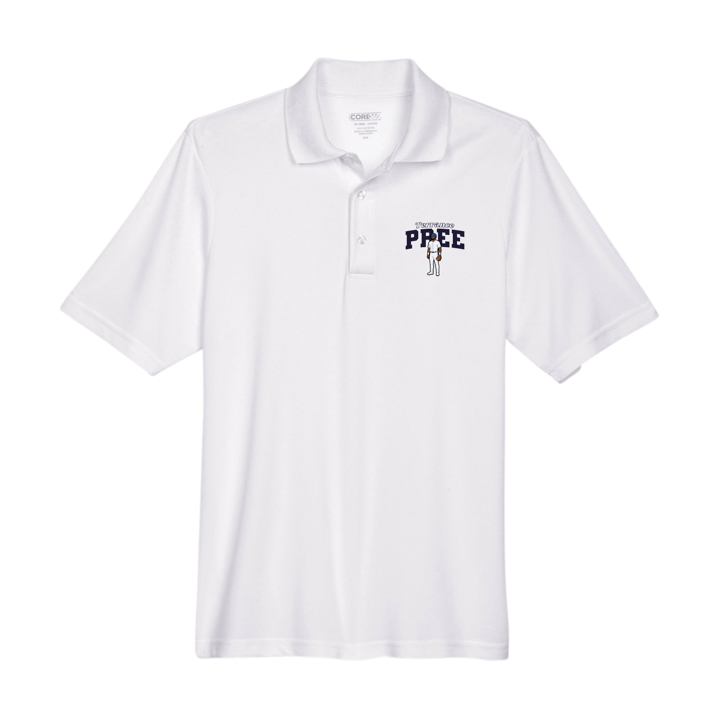 Performance Polo — Name Arch in White