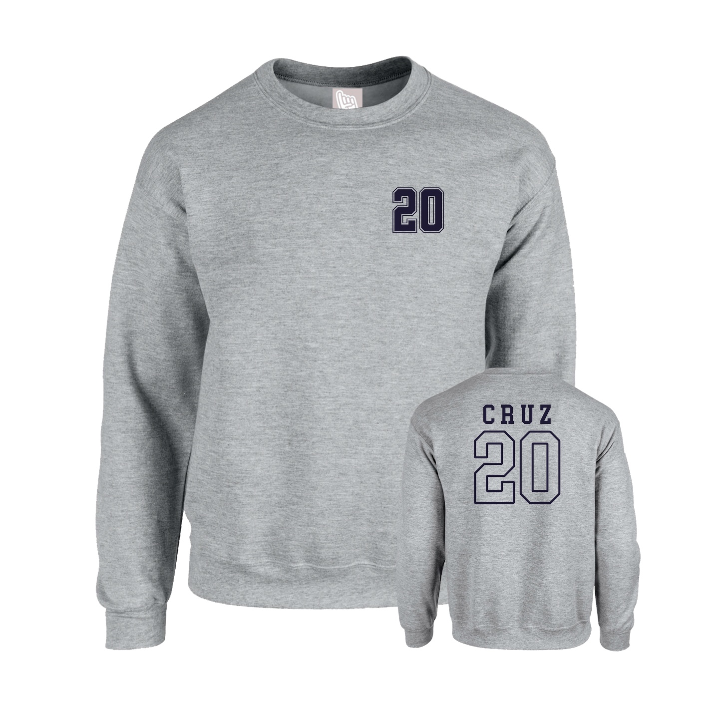 Fleece Crew — Chest Back in Grey