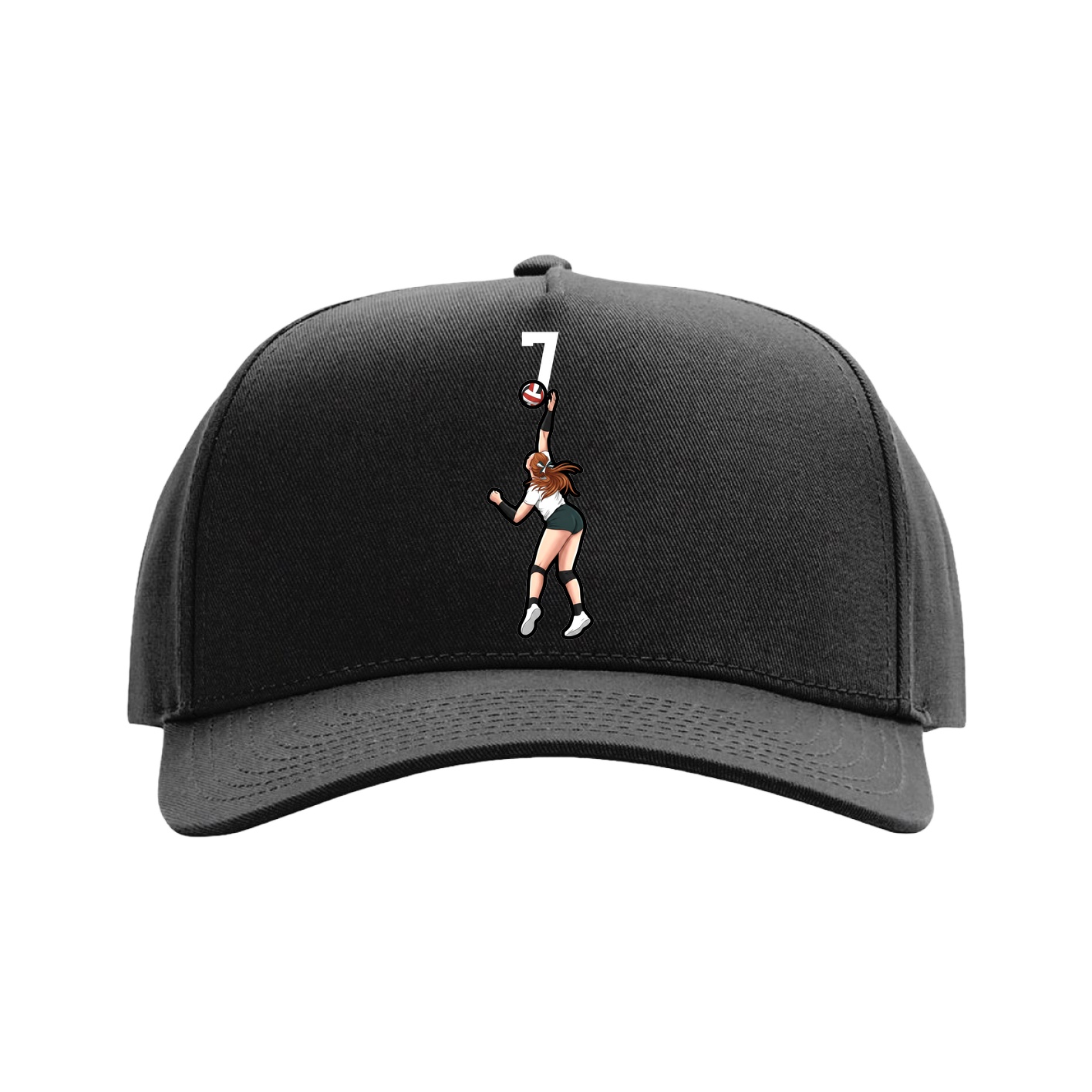 Full Fabric Five-Panel Champ Cap — Number Top in Black
