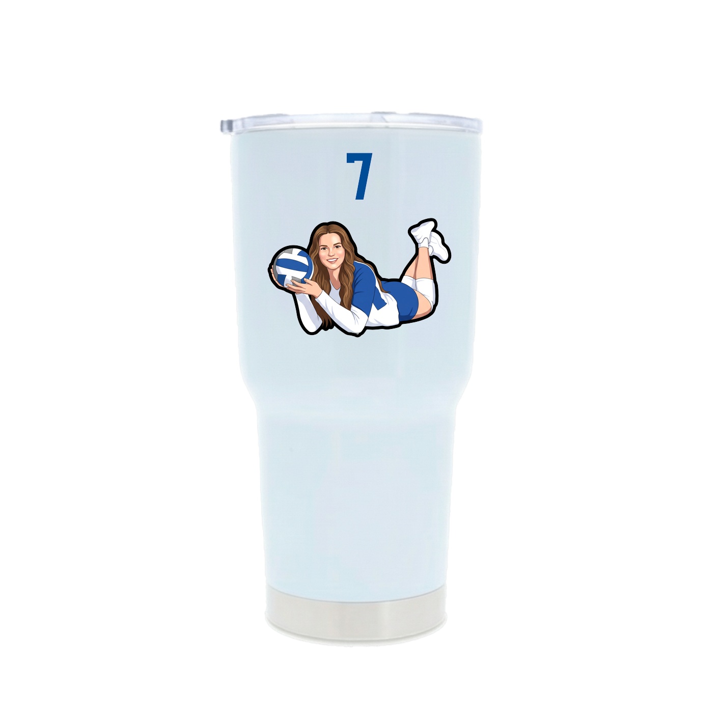 30oz Stainless Steel Tumbler — Number Top in White