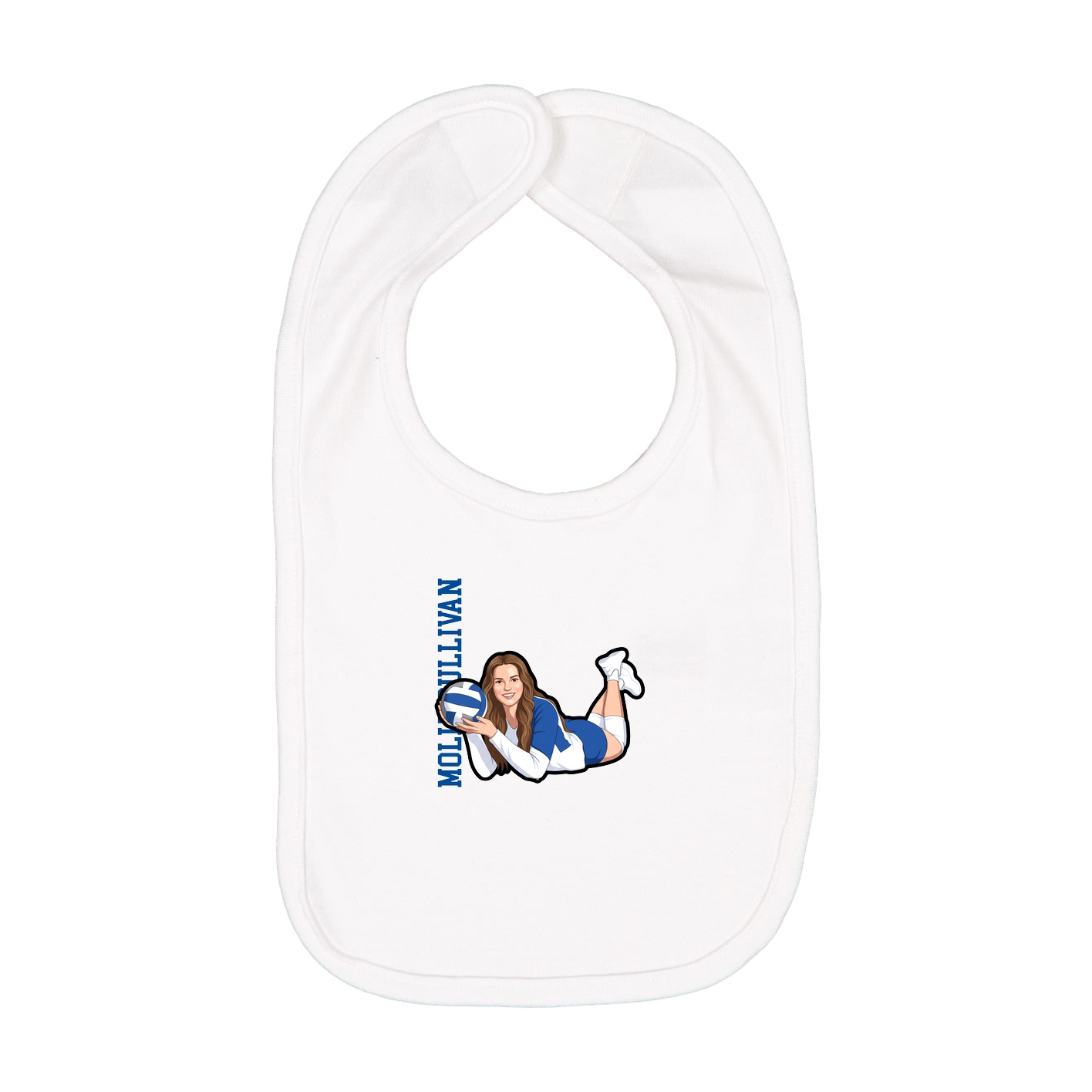 Infant Bib — Name Vertical in White