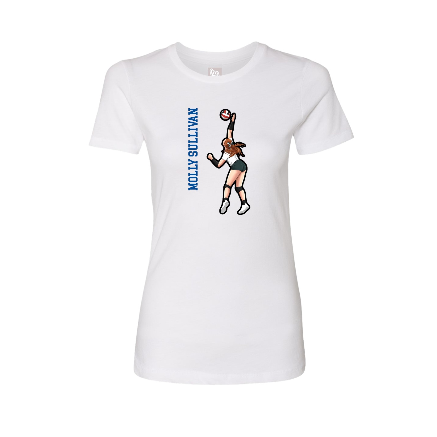 Fitted Women's Tee — Name Vertical in White
