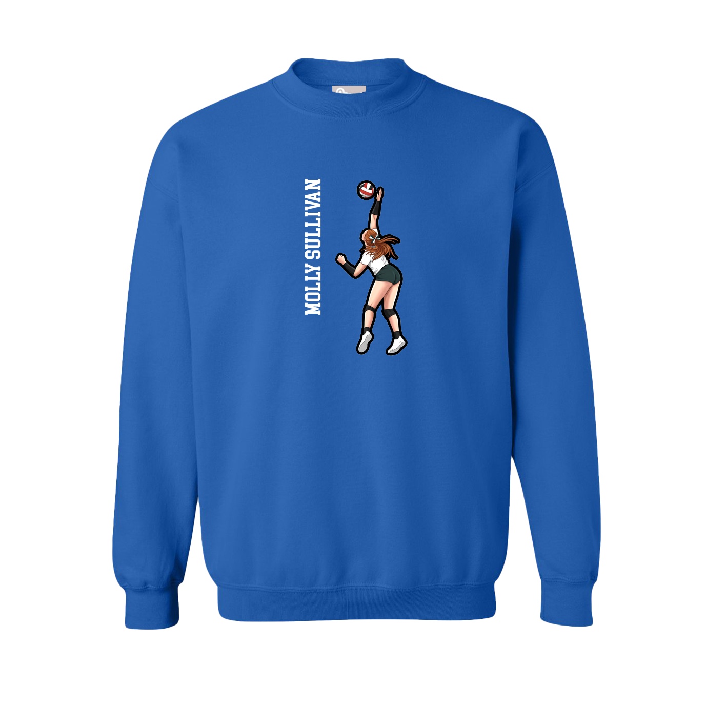 Fleece Crew — Name Vertical in Royal
