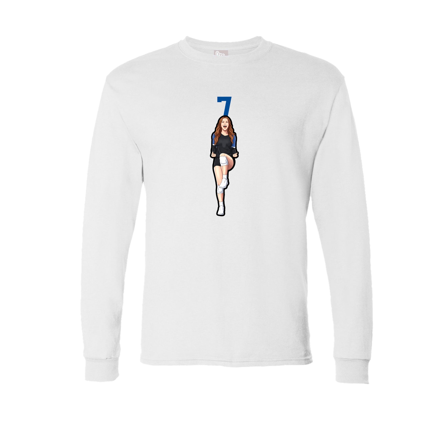 Long Sleeve Tee — Number Top in White