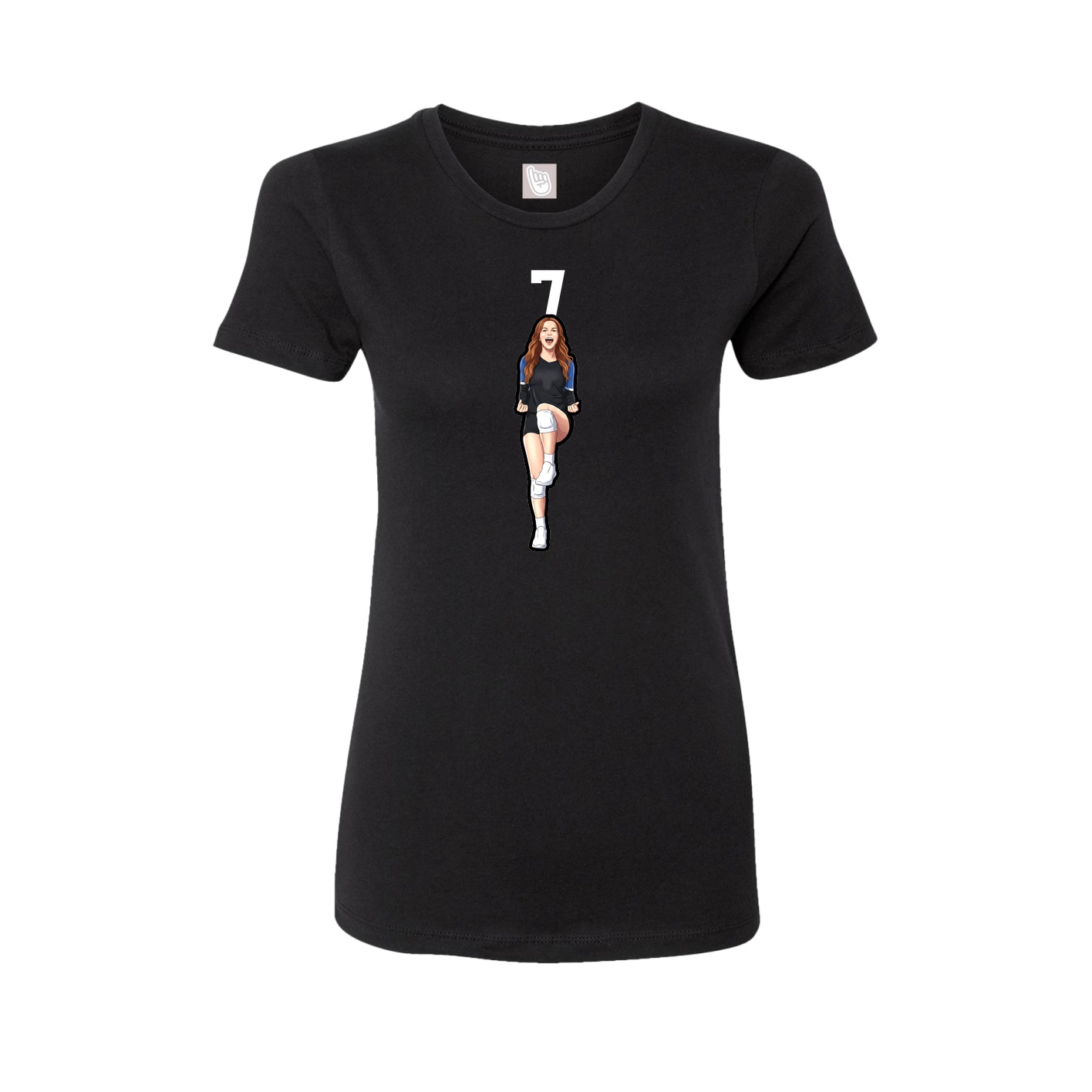 Fitted Women's Tee — Number Top in Black