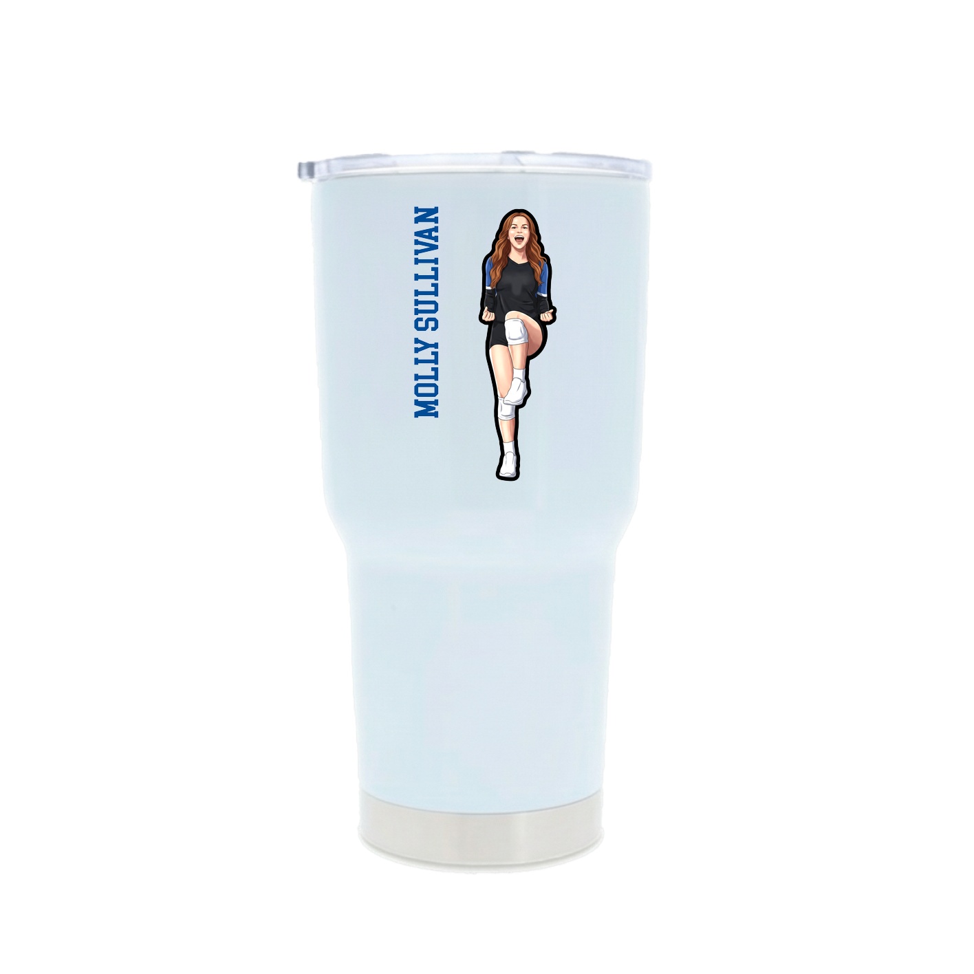 30oz Stainless Steel Tumbler — Name Vertical in White