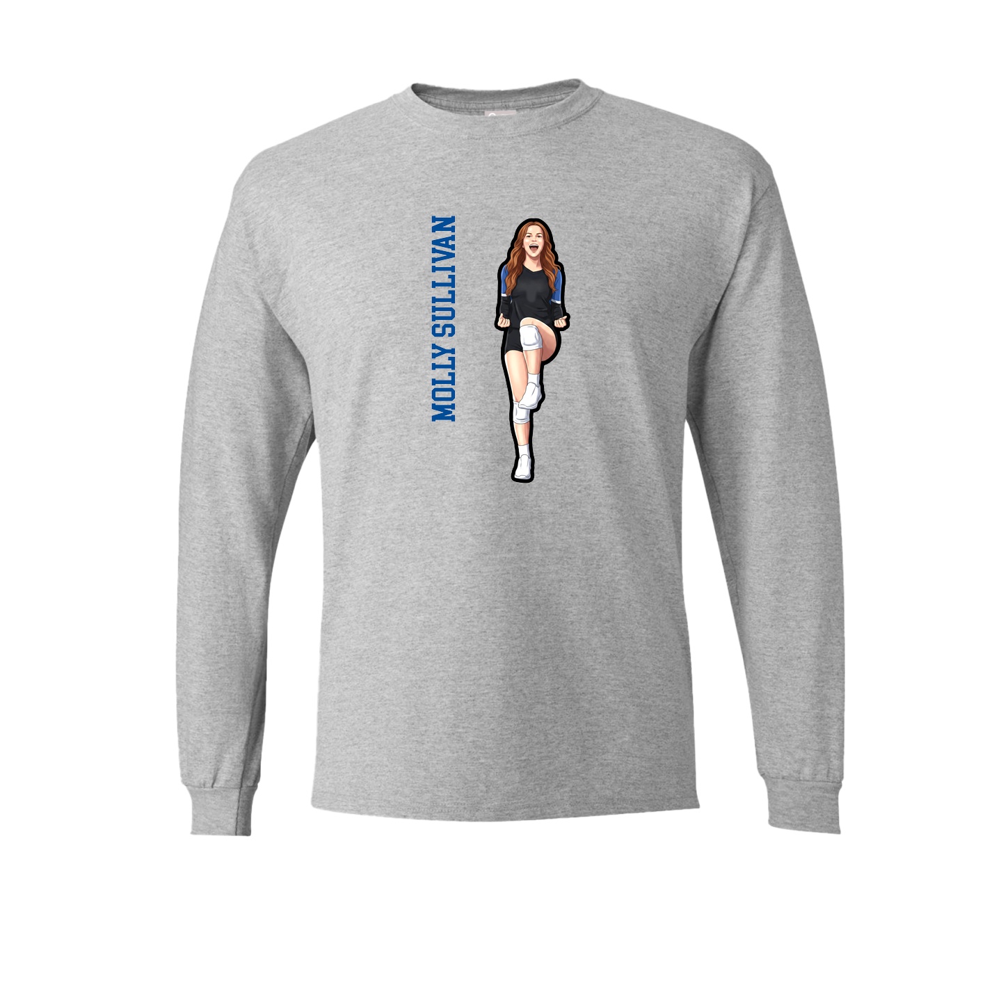 Long Sleeve Tee — Name Vertical in Grey