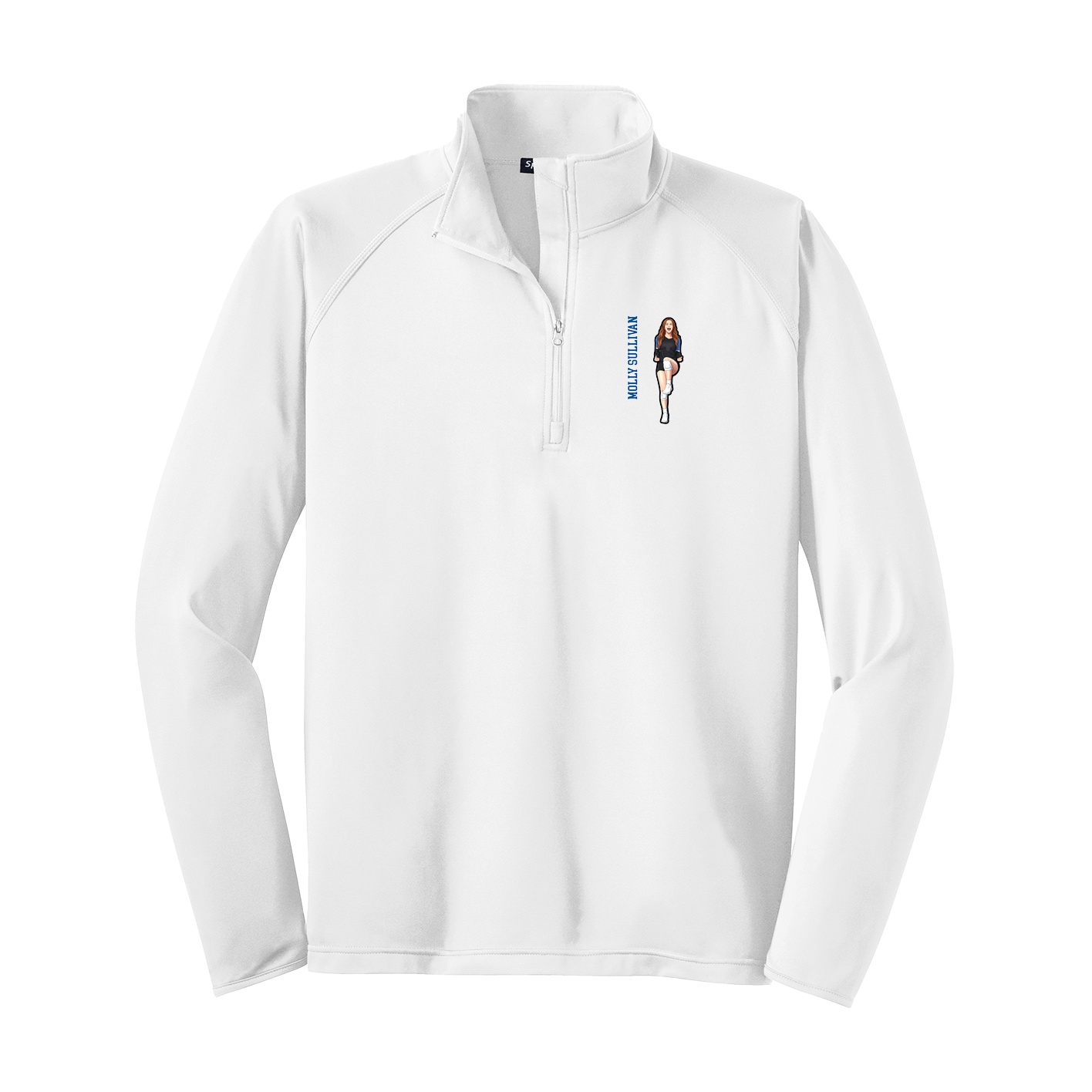 Q-Zip Pullover — Name Vertical in White