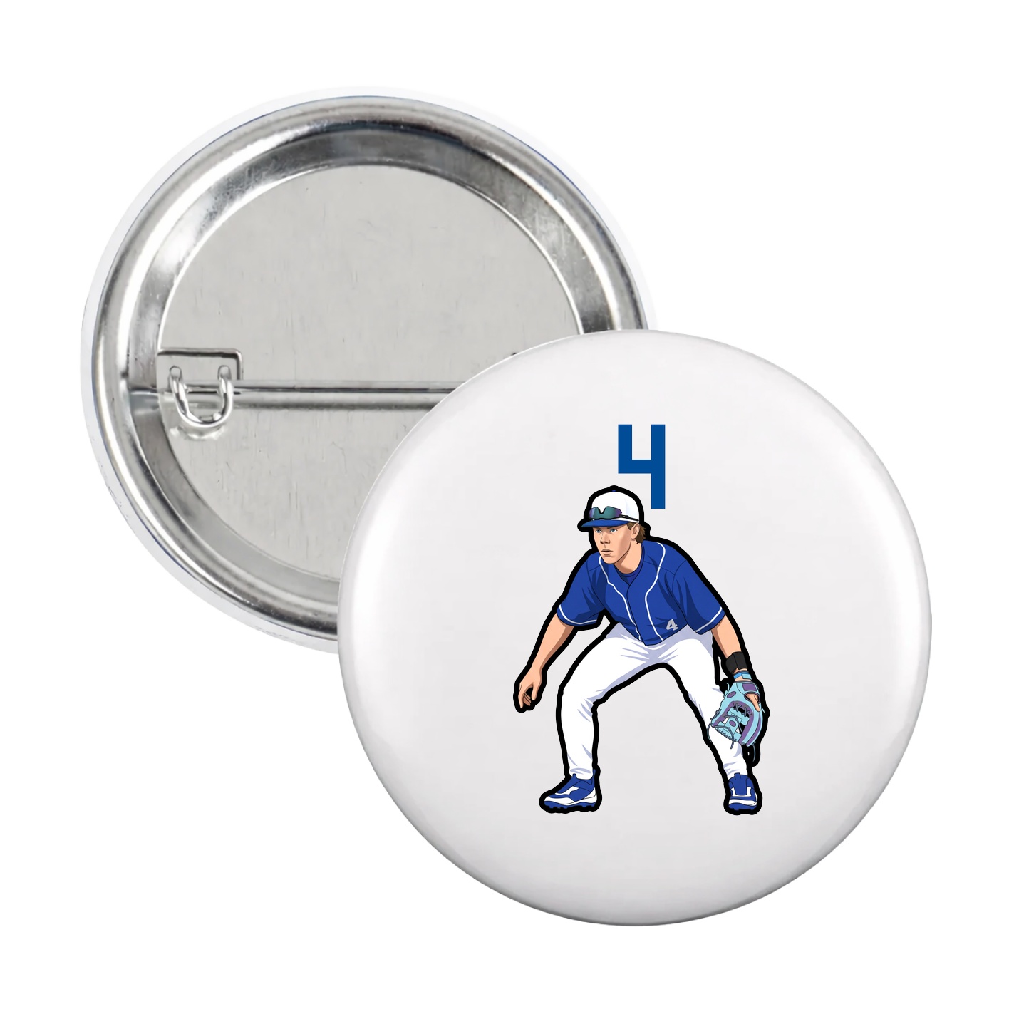 Game Day Button — Number Top in White