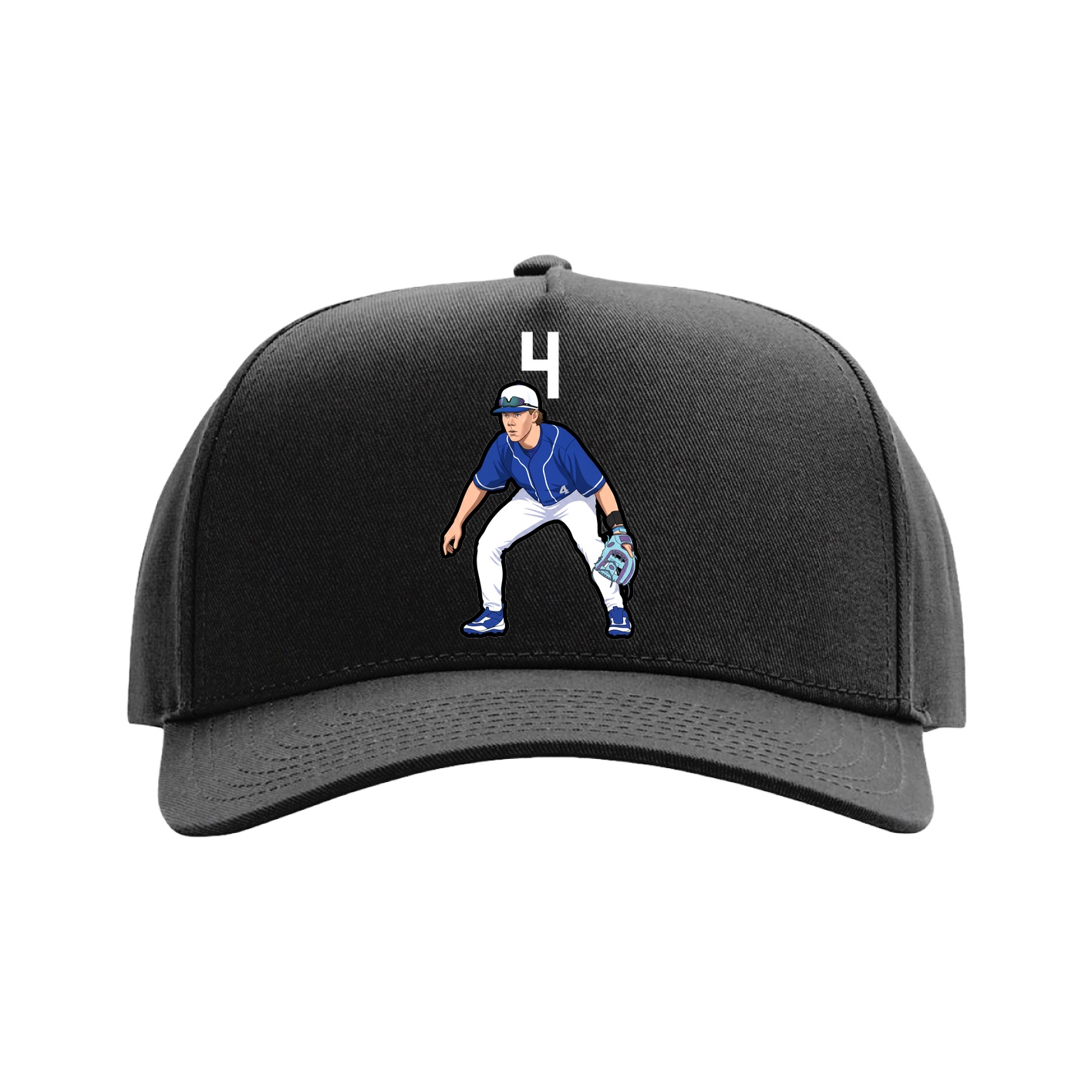 Full Fabric Five-Panel Champ Cap — Number Top in Black