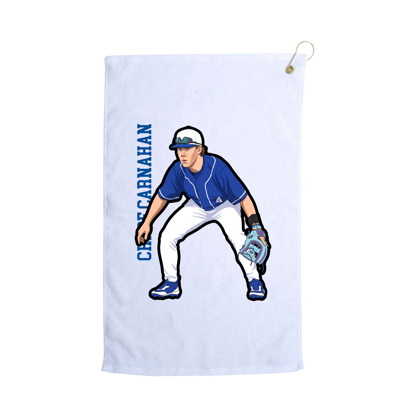 Golf Towel — Name Vertical in White