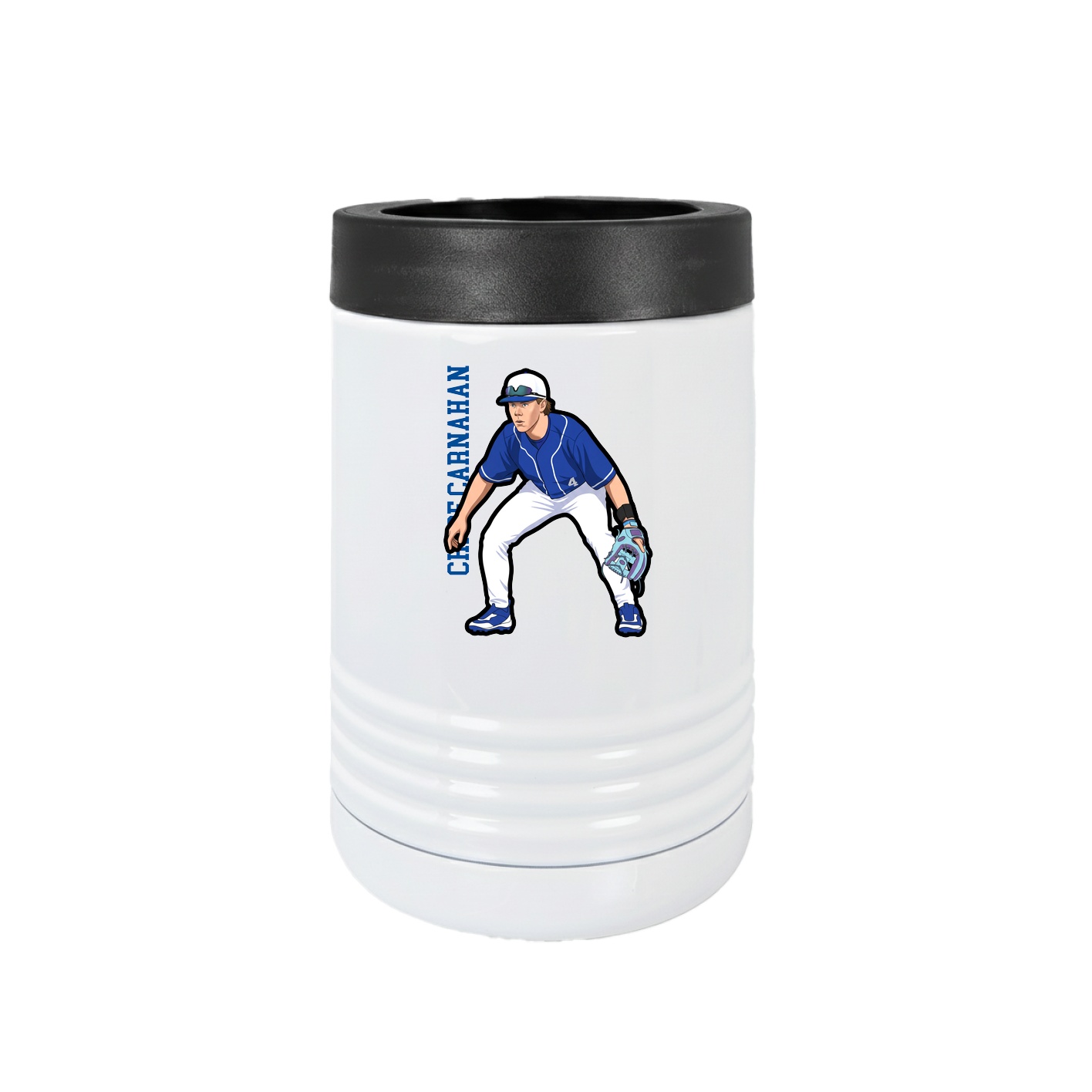 Beverage Holder — Name Vertical in White